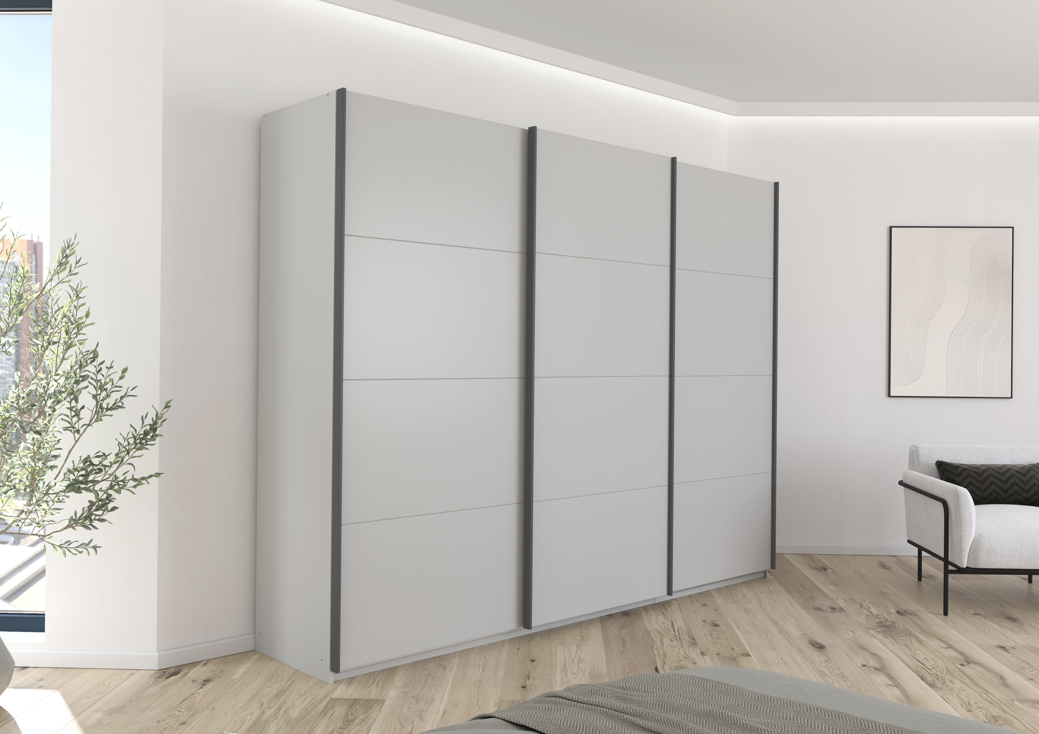 Thumbnail - rauch Schwebetürenschrank "Kleiderschrank Schrank Garderobe AGORDO mit Dekor- oder Hochglanzfront" in zwei Griff-Farben,...