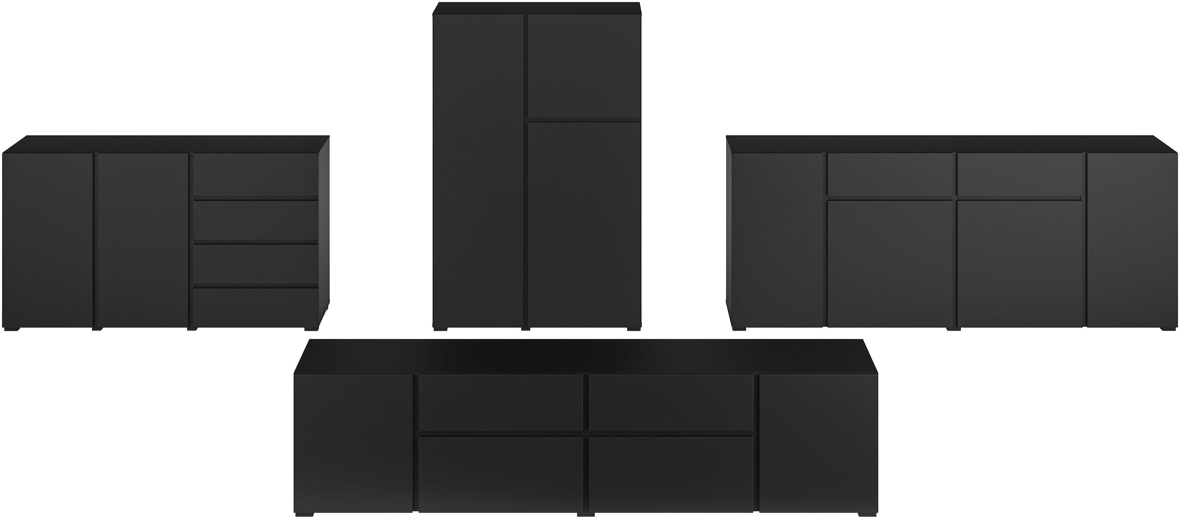 INOSIGN Highboard »Metric, Breite 92cm, moderne grifflose Hochkommode 3 Türen,Highboard«, Hochschrank mit viel Stauraum, Einlegeböden verstellbar, Türkommode