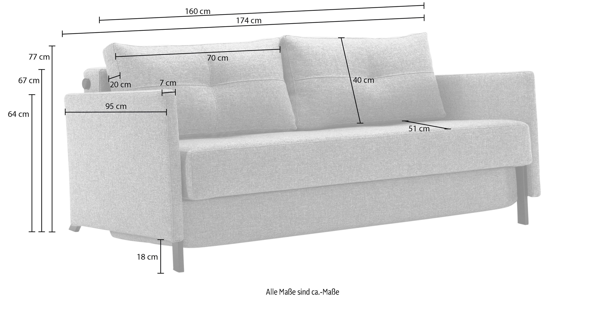 INNOVATION LIVING ™ Schlafsofa »Cubed«, Klappsofa mit gepolsterten Armlehnen