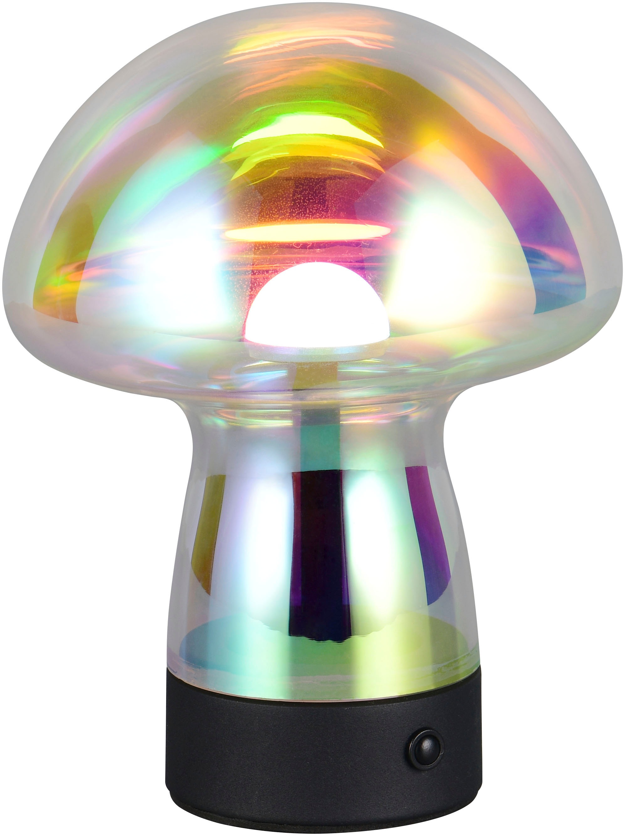 REALITY Leuchten LED Tischleuchte »DOOLEY, Akku LED Tischlampe aus Glas, Höhe 18 cm Ø 14cm, IP20 1,5W LED«, 1 flammig, Leuchtmittel LED-Board | LED fest integriert, 140 Lumen 3000K warmweiß, Touchdimmer, USB-Ladeanschluss