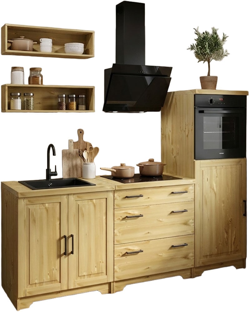 Home affaire Küchenzeile "Meliss" aus massiver Kiefer, mit Soft-Close-Funktion, 5-teiliges Set