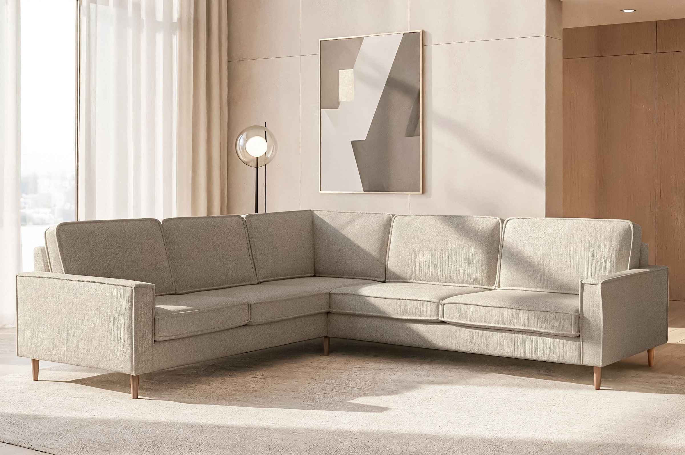 Home affaire Ecksofa "Pinto Skandi, 290 cm, Chenille, Struktur, Ottomane li günstig online kaufen