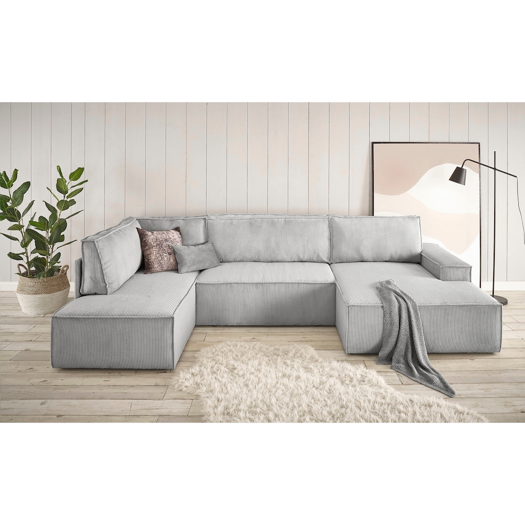 Home affaire Wohnlandschaft »SHERWOOD XXL 329 cm, U-Form, Schlafsofa,«