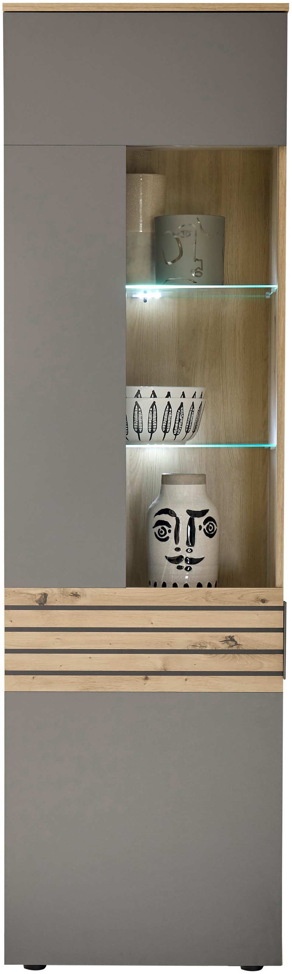 HBZ Vitrine »BZ 5110«, (1 St.), mit LED-Beleuchtung, Vitrinenschrank wahlweise in grau oder weiß