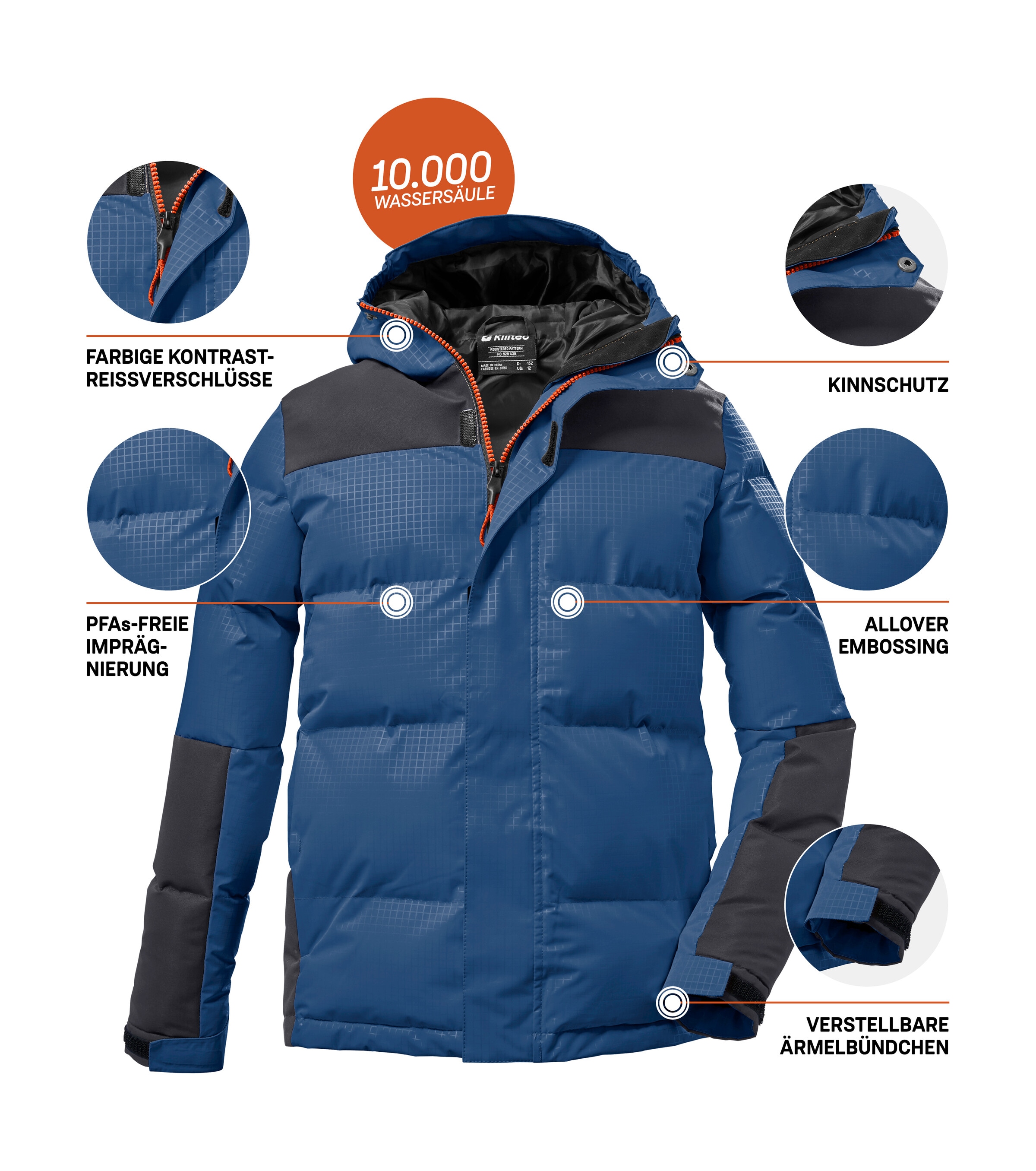 Killtec Steppjacke »KOW 31 BYS QLTD JCKT«, Kinder Winterjacke, gefüttert, wind- und wasserabweisend, atmungsaktiv