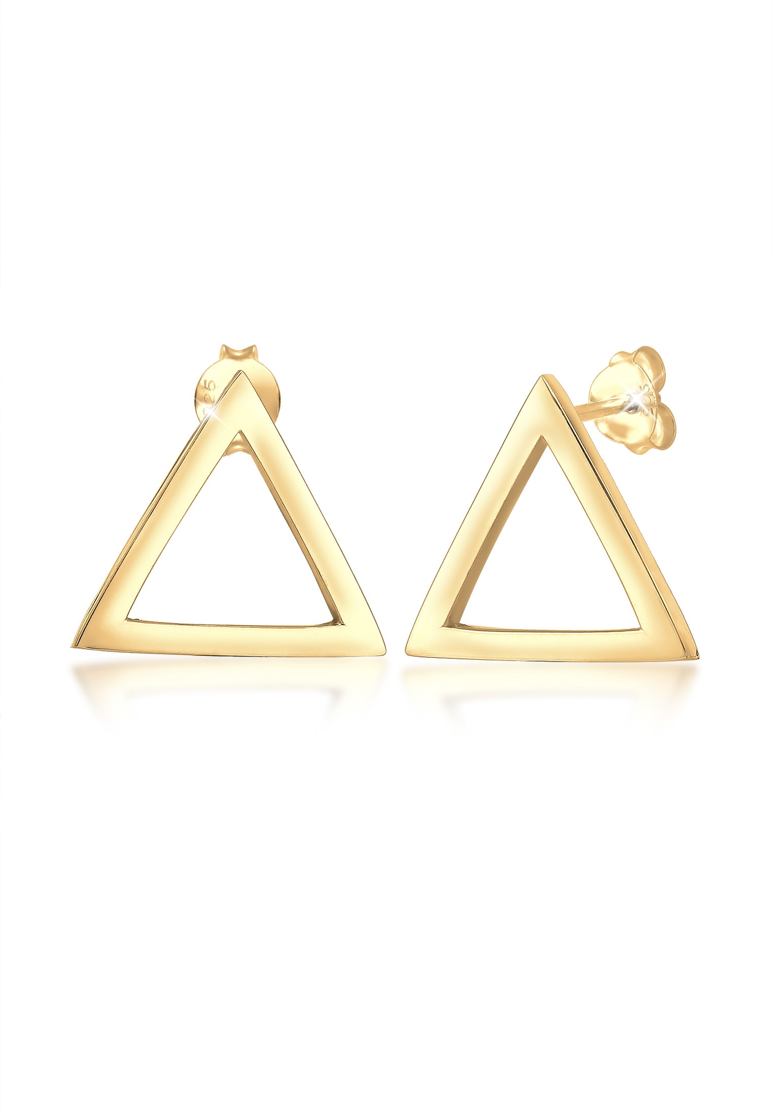ELLI Damen Paar Ohrstecker "Ohrringe Stecker Dreieck Geo 925er Silber", 15, ohne Stein, Silber 925 (Sterlingsilber), gold, Silber 925