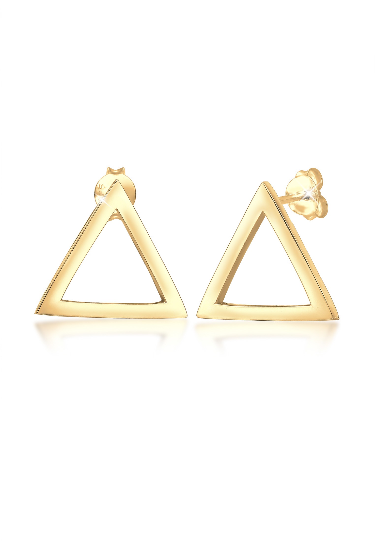 Paar Ohrstecker ELLI "Stecker Dreieck Geo 925er Silber", gold, Ohrringe, Damen, onesize, ohne Stein, Silber 925 (Sterlingsilber)