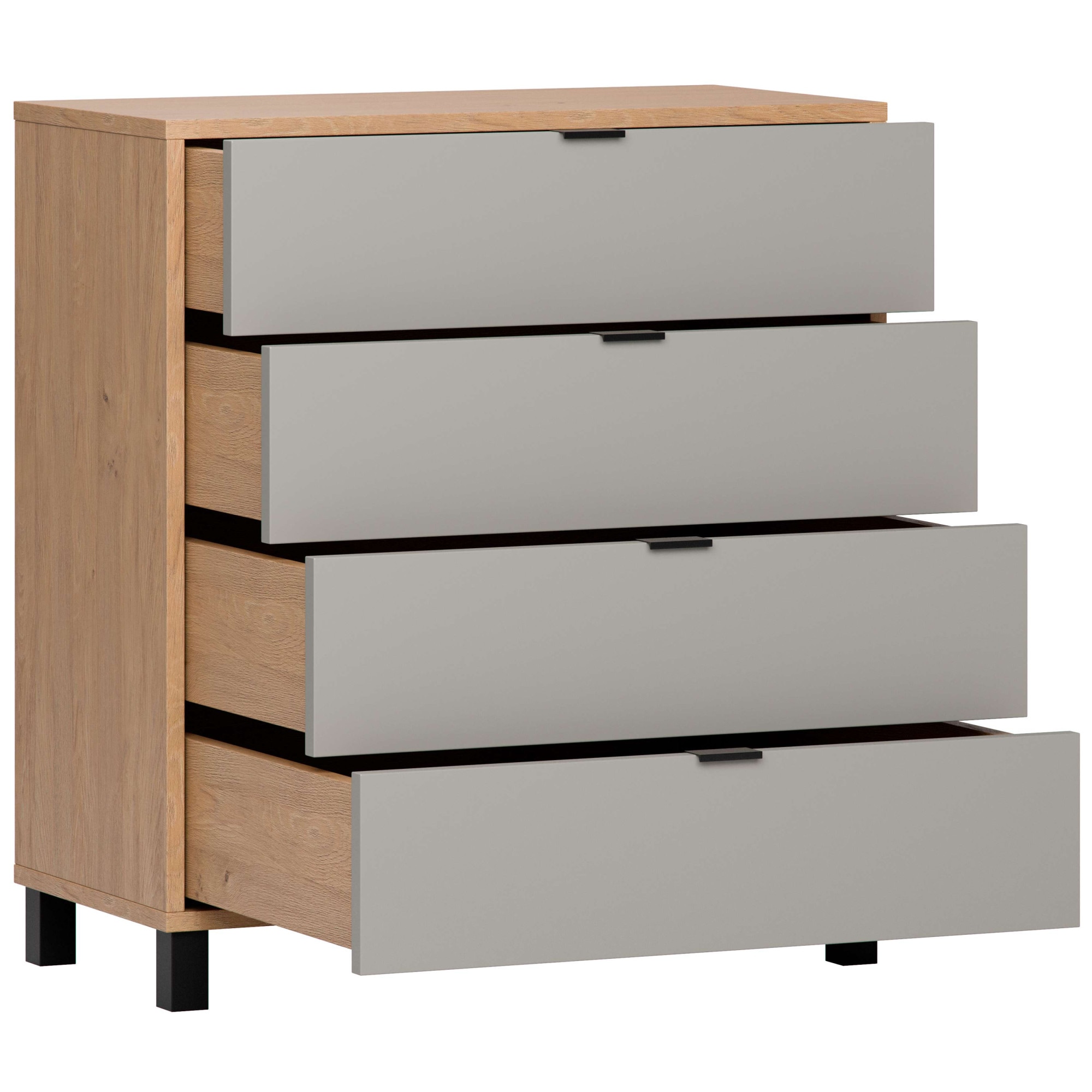 VOX Kommode »SIMPLE Sideboard mit 4 Schubladen, Maße B/T/H: 90/47/94,5 cm«, Soft-Close Function, mit schwarzen Metallgriffe