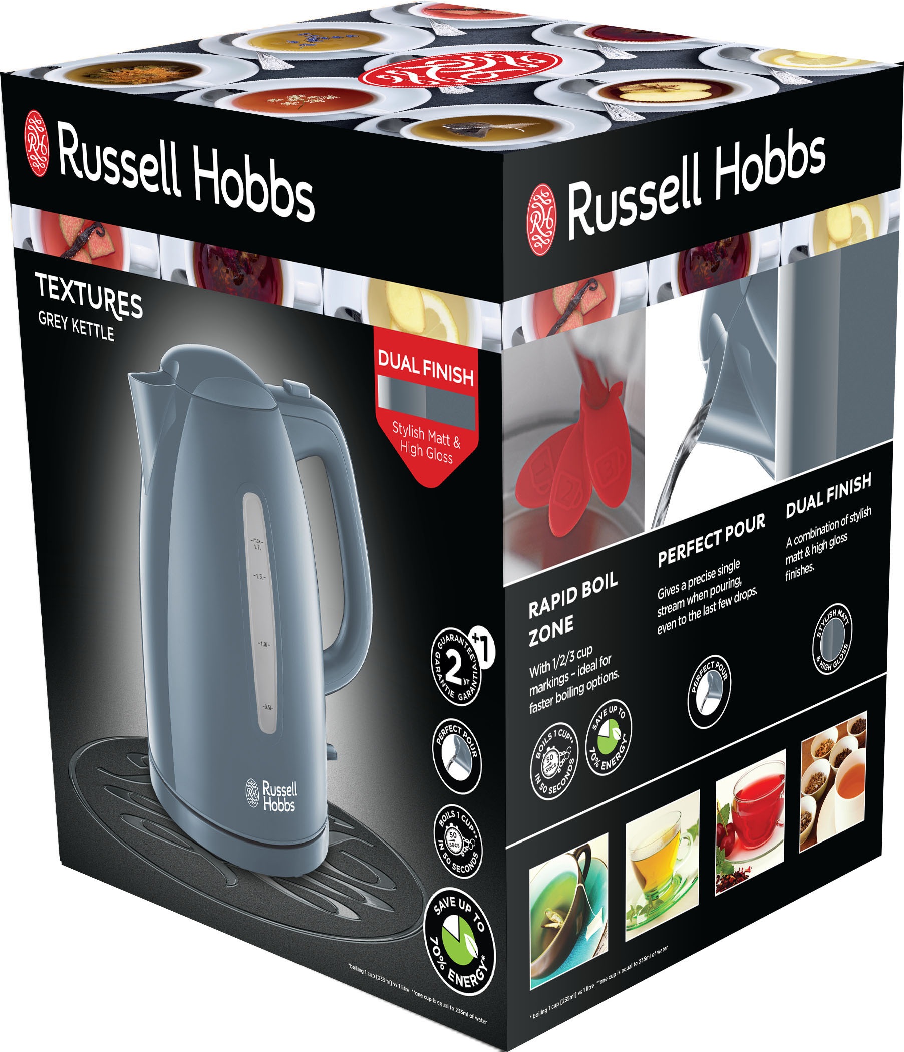 RUSSELL HOBBS Wasserkocher »Textures Grey 21274-70«, 1,7 l, 2400 W