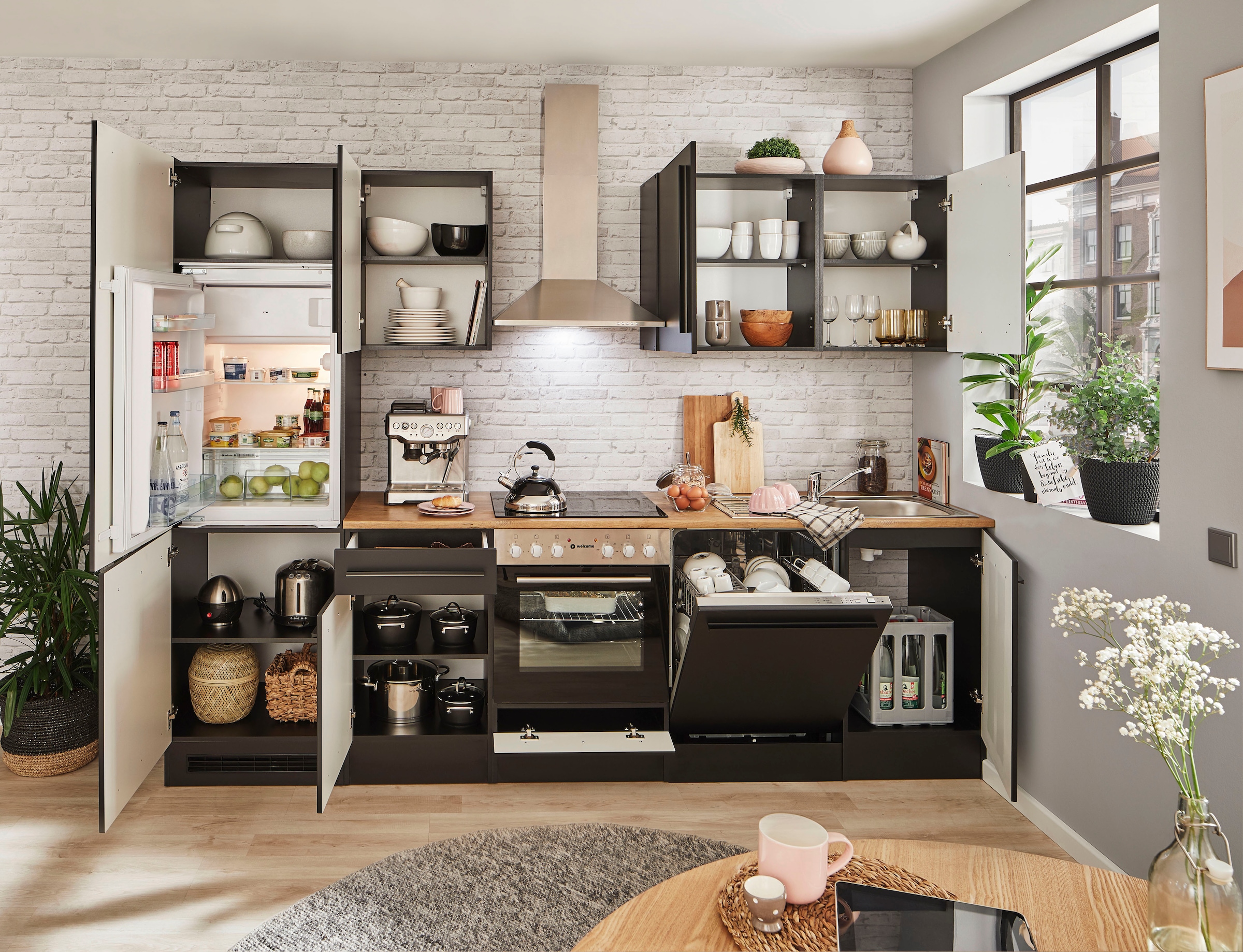 BASIC by Balculina Küchenzeile »Jazz«, Breite 280 cm, wahlweise mit E-Geräten