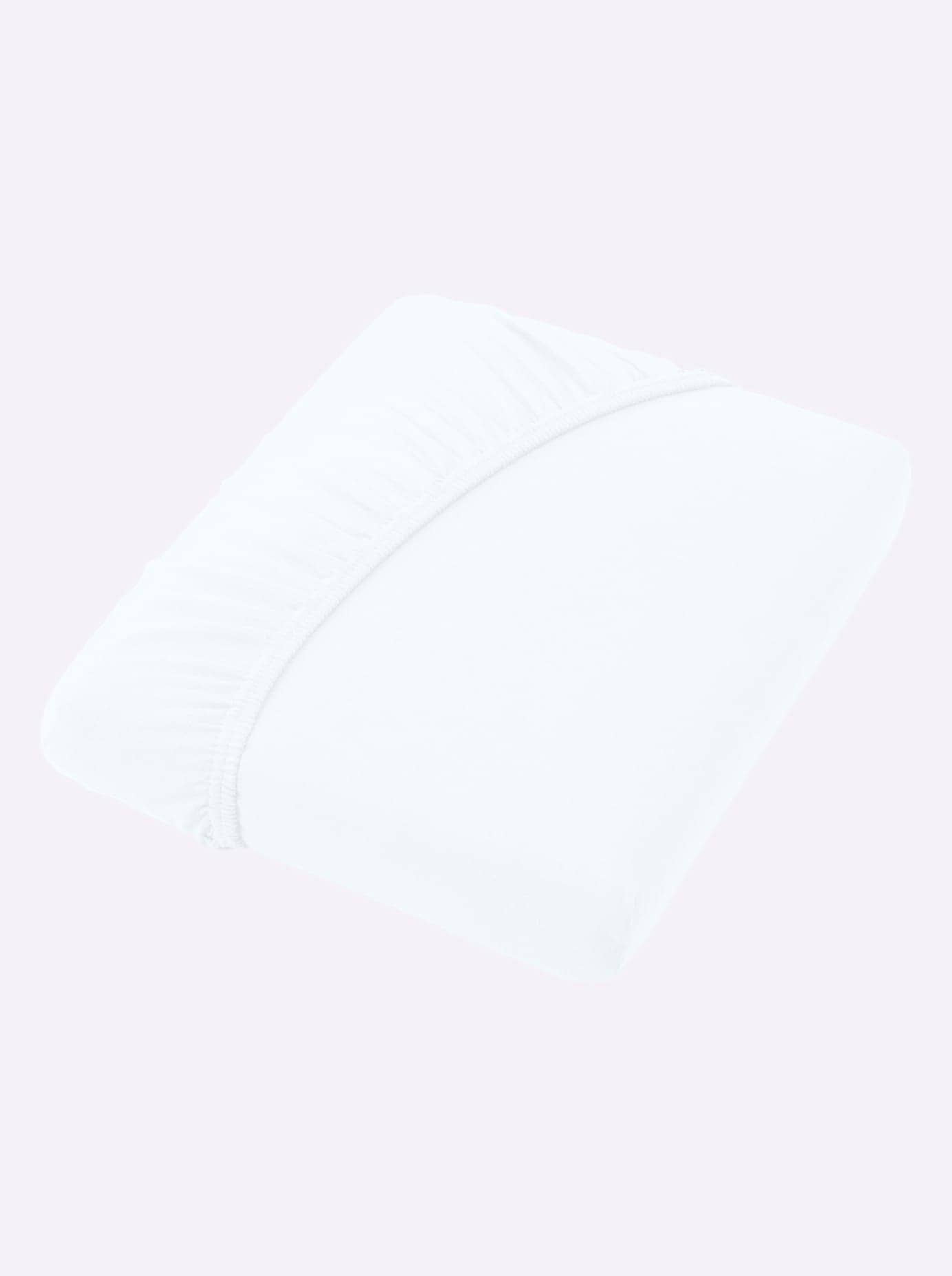 Betttuch WÄSCHEPUR, B:100cm L:200cm, weiß, Jersey, 97% Baumwolle, 3% Elasthan, Bettlaken