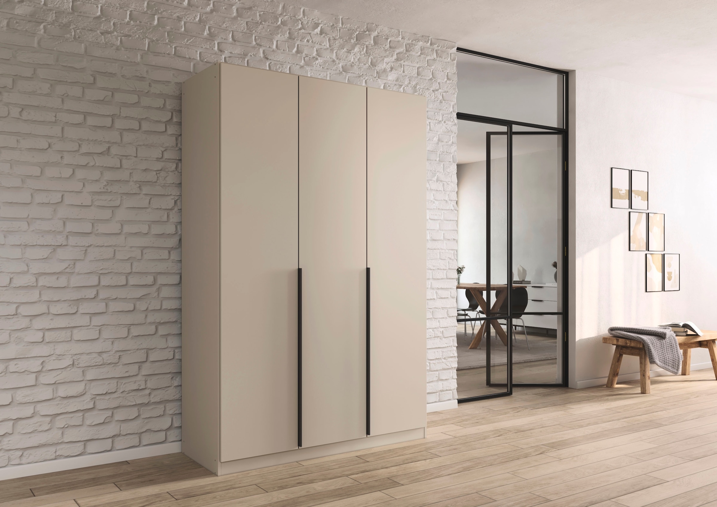OTTO home Drehtürenschrank "AGORDO" in zwei Griff-Farben, Breiten 91-405 cm, Dekor- oder Hochglanzfront, in 8 Breiten & 2 Höhen, MADE IN GERMANY