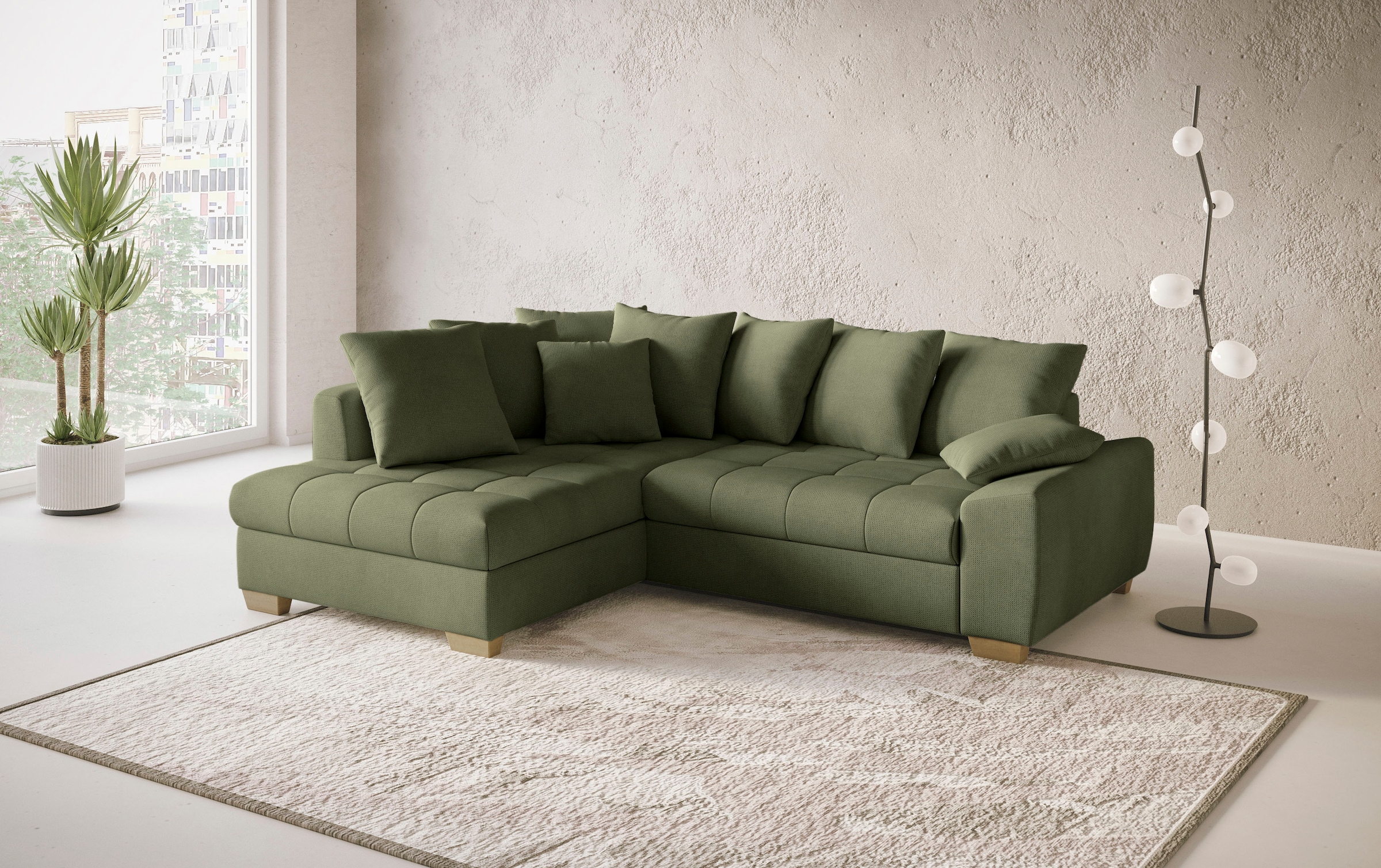 Mr. Couch Ecksofa »Nikita II, L-Form«, Wahlweise mit Bettfunktion, Bettkasten & RGB-LED-Beleuchtung