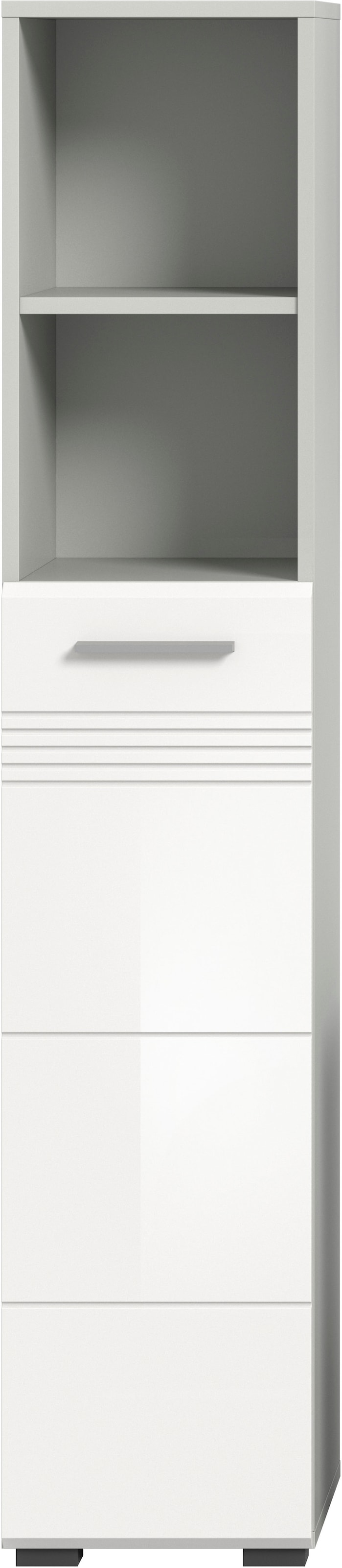 welltime Hochschrank »Calcio, Höhe 150 cm, 1 Tür, 2 offene Fächer, 3 Einlegeböden«, Türanschlag wechselbar, MDF Front, Badschrank, Bad-Möbel, Badezimmer