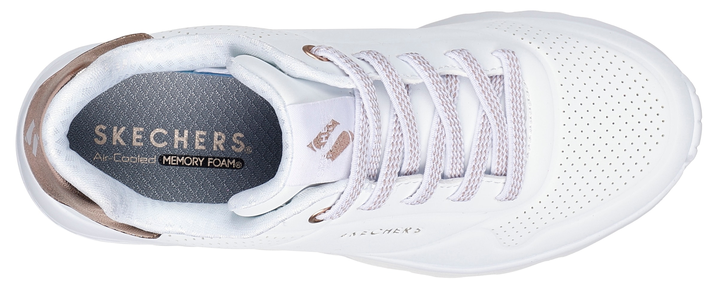 Skechers Slip-On Sneaker »UNO LITE«, Freizeitschuh, Halbschuh, Slipper mit metallic Fersenpatch