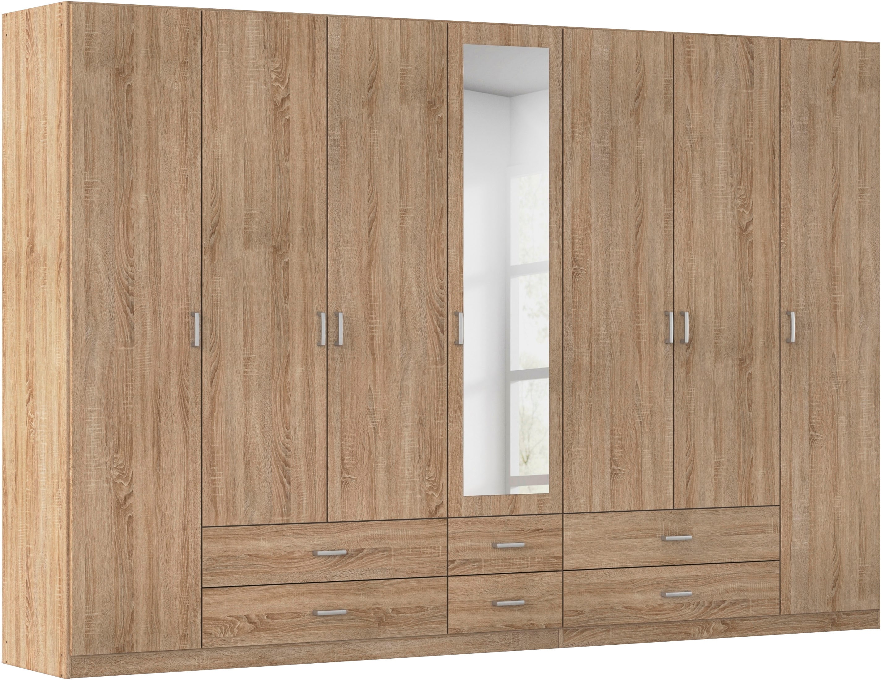 rauch Kleiderschrank "Schrank Garderobe Ankleide GAMMA Breiten 91/136/181/226/271/315/360 cm" in 3 Ausstattungen BASIC/CLASSIC/PREMIUM (inkl. SOFT-CLOSE-Funktion), verschiedene Griff-Varianten, mit Spiegel TOPSELLER MADE IN GERMANY