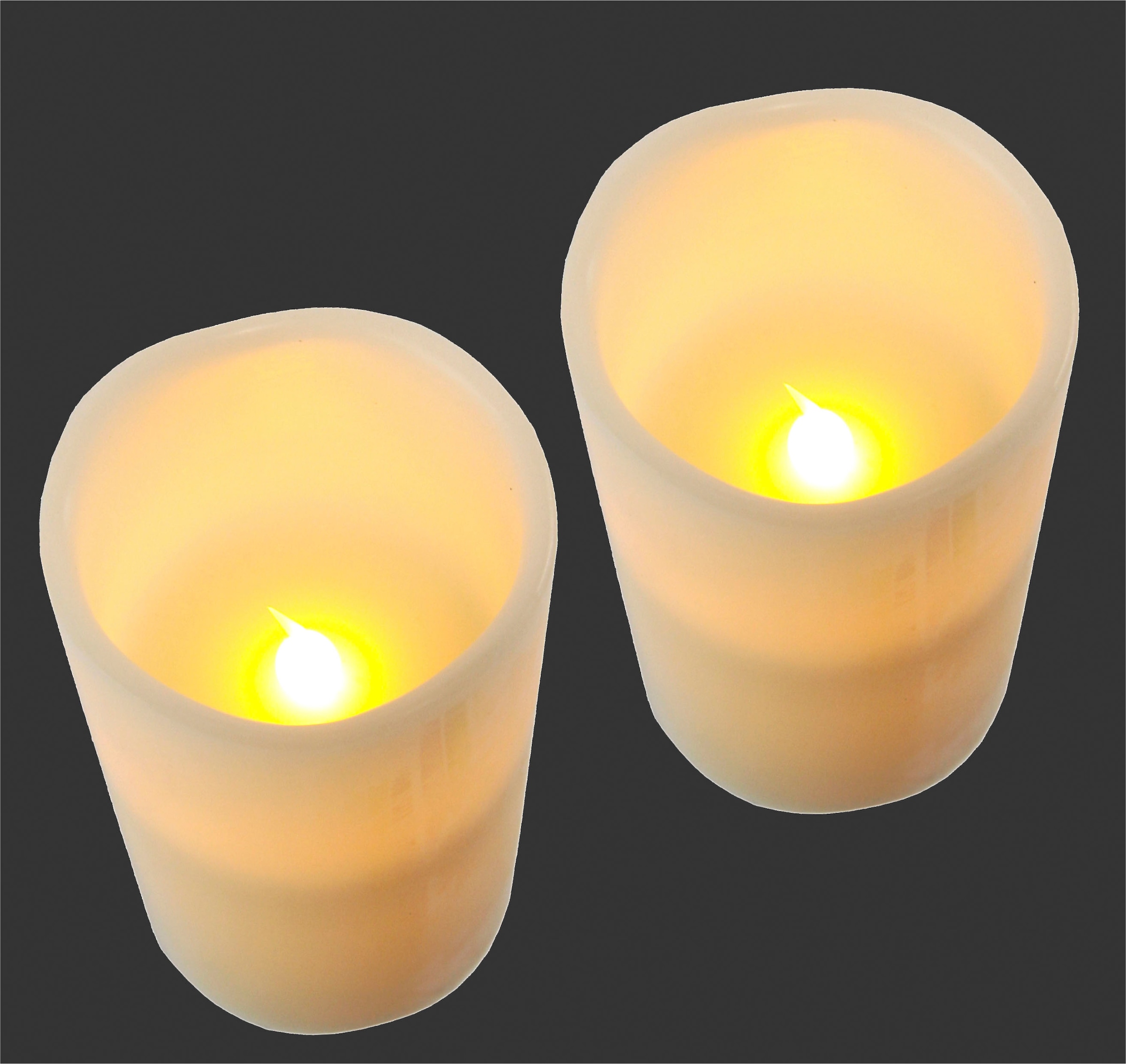 I.GE.A. LED-Kerze »LED-Kerzen Flackernd Warmweiß 2er Set Stumpenkerze Deko Valentinstag«, Romantische Dekoration Creme Echtwachs romantisch