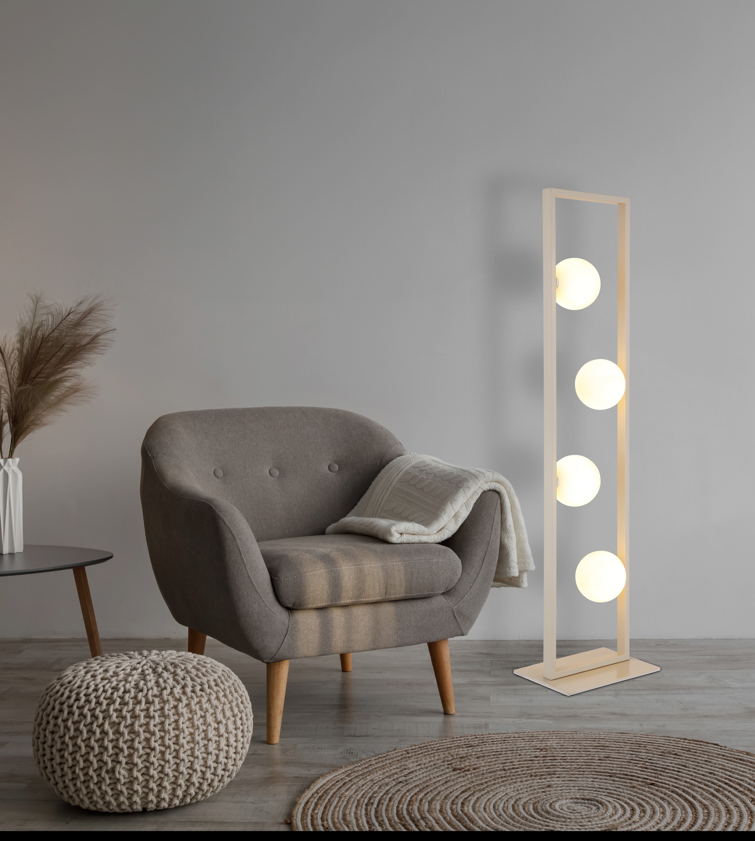 NOWA Stehlampe »NANDA« G9 1 Stk. Stehleuchte,Sand,Wohnraum,Schlafzimmer,Glaskugel opal,Flur,modern