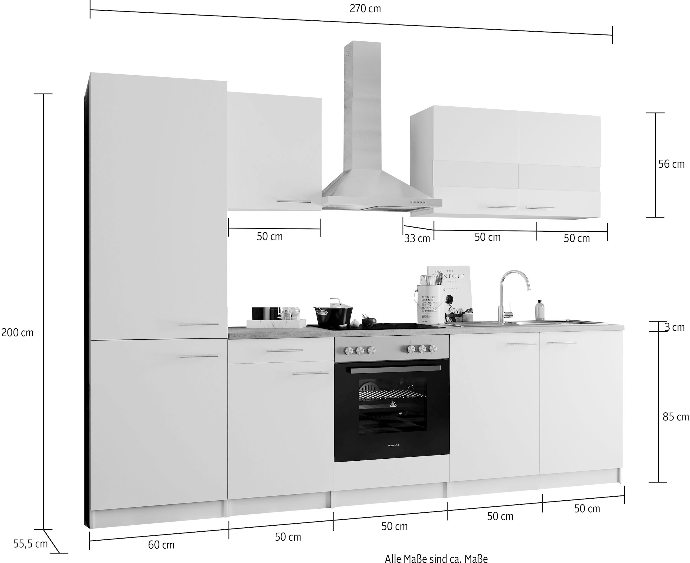 RESPEKTA Küchenzeile »Malia«, Breite 270 cm, mit Soft-Close