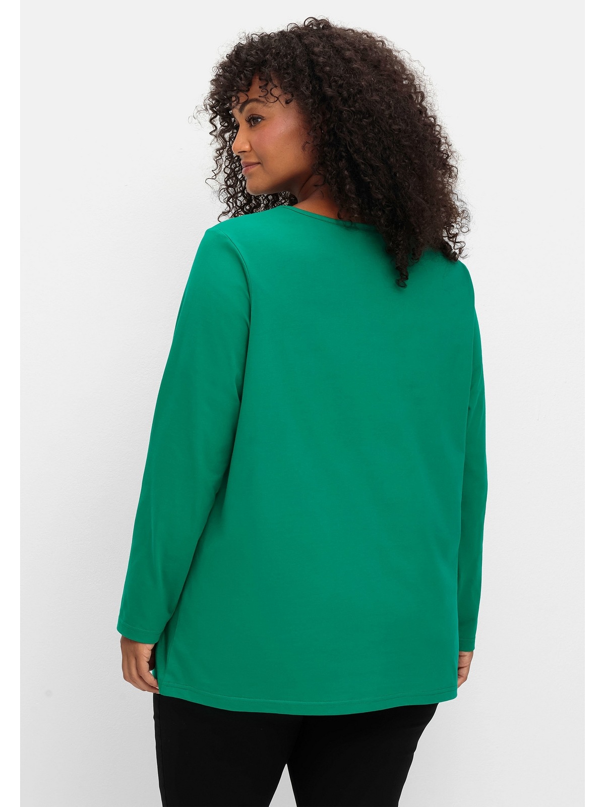 Sheego Langarmshirt »Große Größen«, mit V-Ausschnitt und leichter A-Linie
