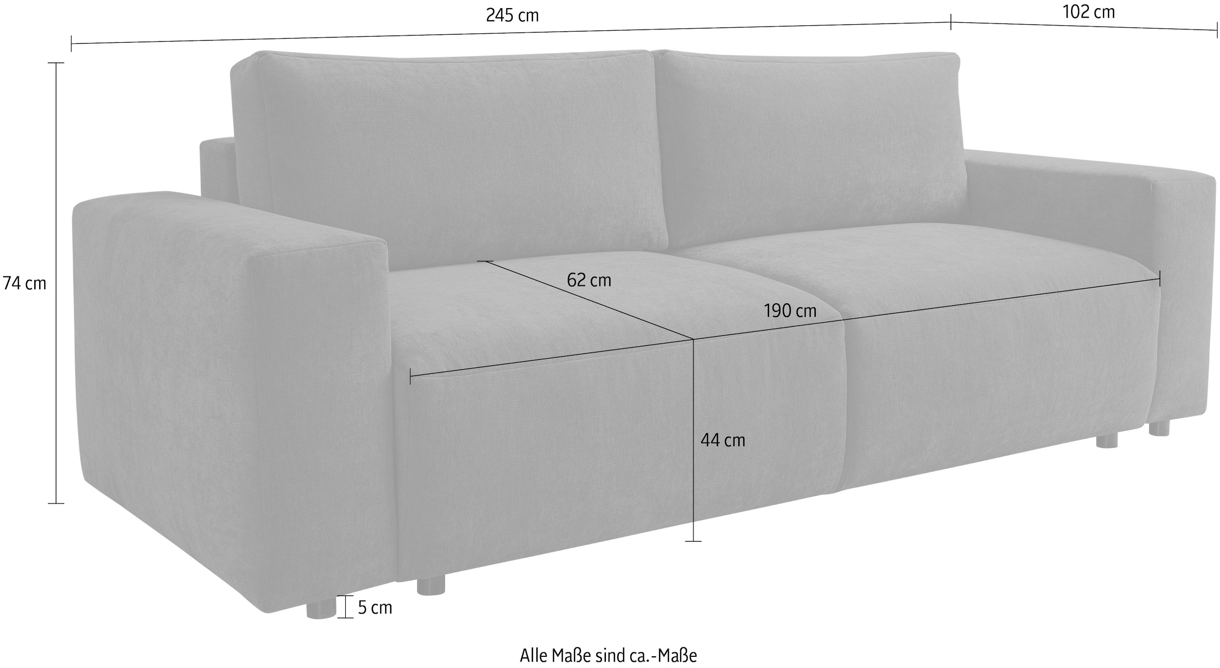 WERK2 Schlafsofa »Lima, inkl. Bettkasten, Breite 245 cm«