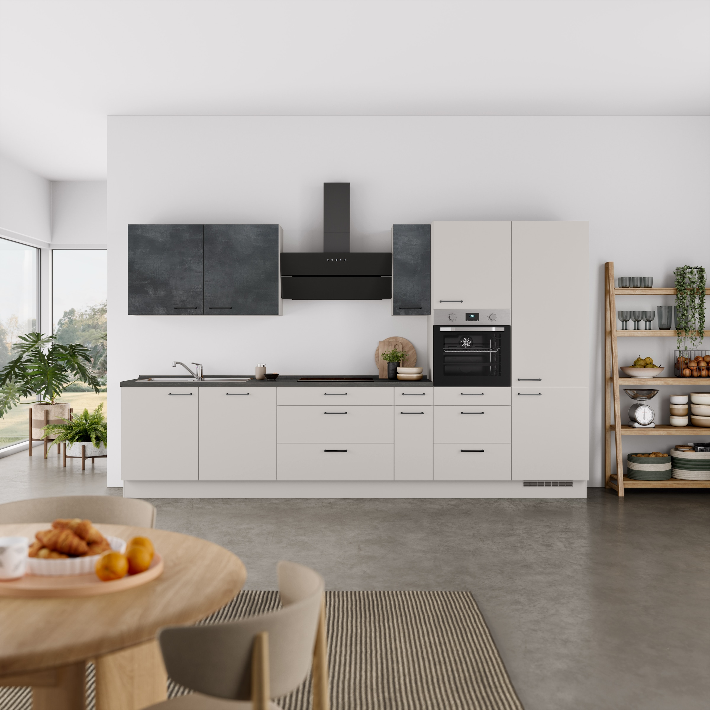 nobilia® Küchenzeile »"MIAMI", NEU: individuell anpassbar mit gratis Profi-Beratung« vormontiert, Breite 360 cm, Ausrichtung wählbar, wahlw. mit E-Geräten