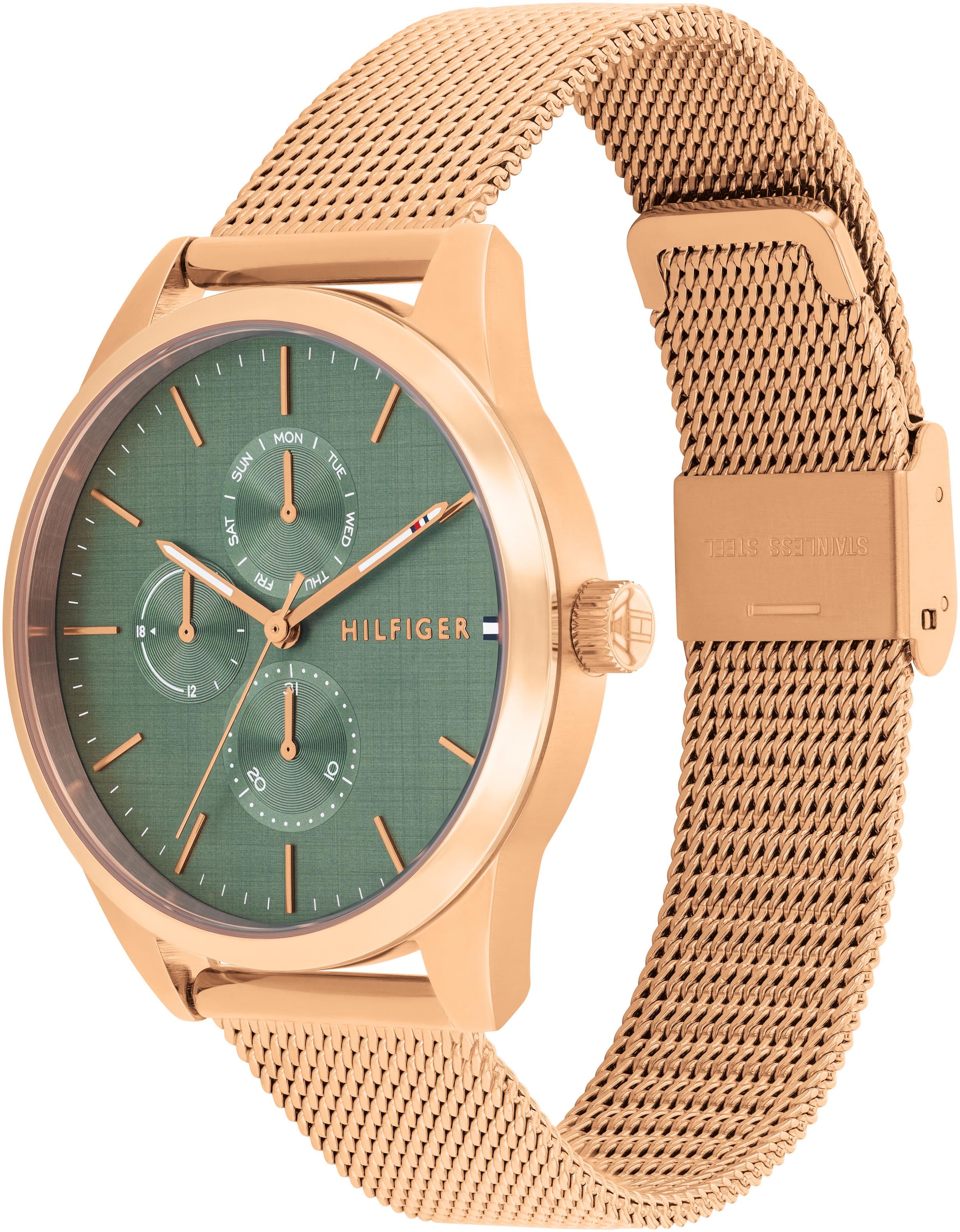 Tommy Hilfiger Multifunktionsuhr »Camille«, Quarzuhr, Armbanduhr, Damenuhr, Edelstahlarmband, analog