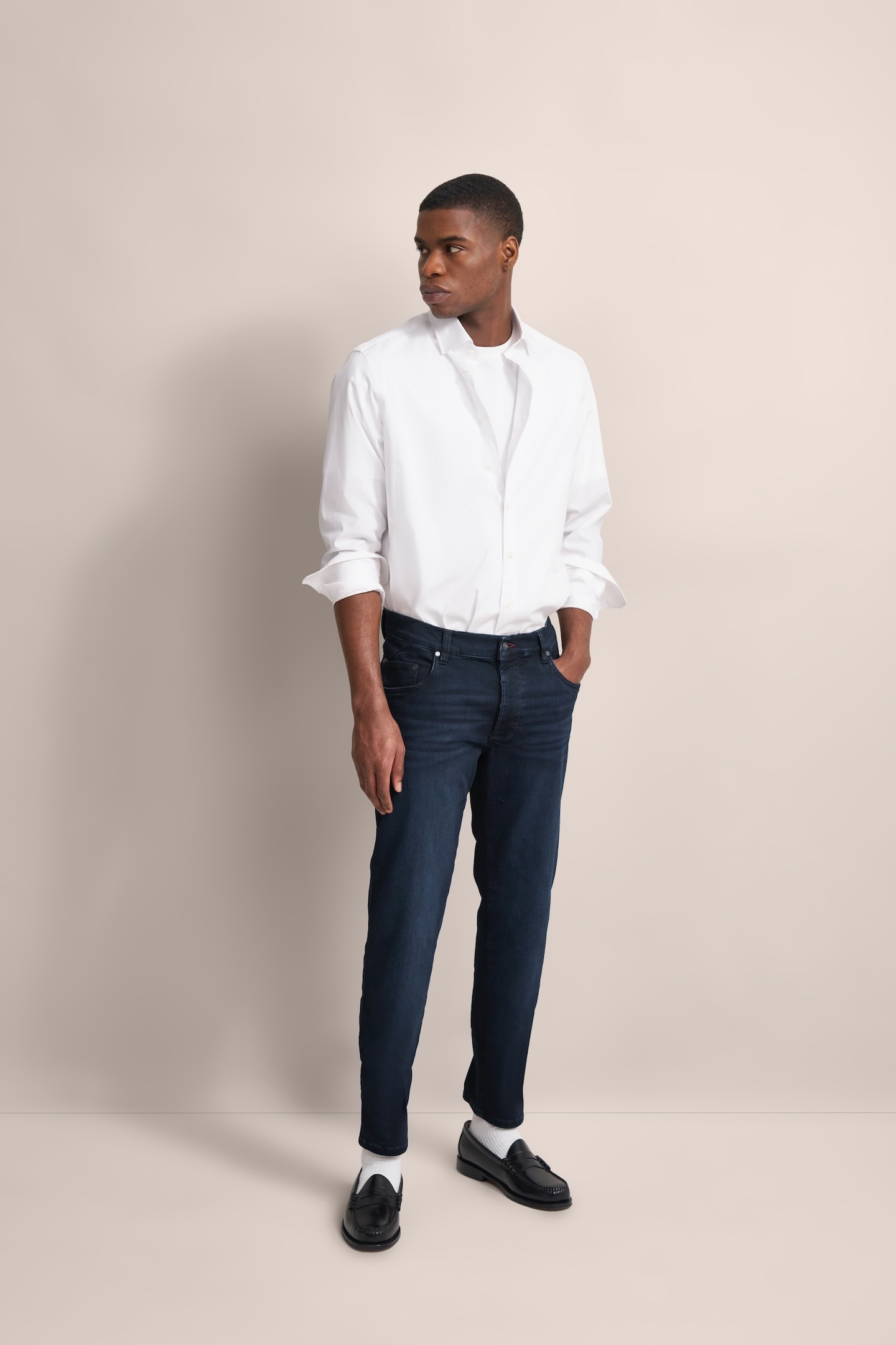 5-Pocket-Jeans BUGATTI "Basic Essentials", Herren, Gr. 35, Länge 32, blau (dunkelblau used), 92% Baumwolle, 6% Polyester, 2% Elasthan, Jeans 5-Pocket-Jeans, Flexcity-Stretch 3
