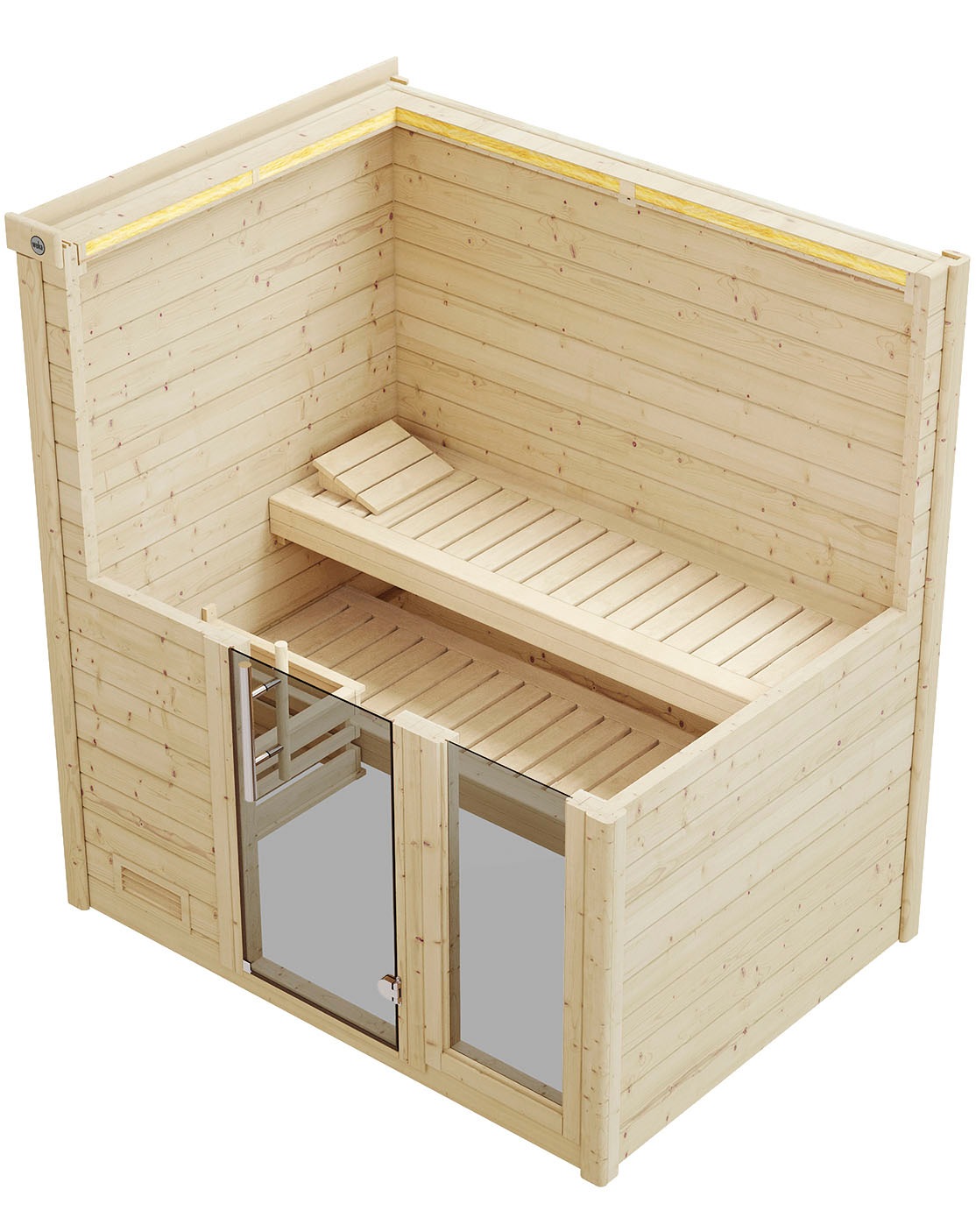 weka Sauna »Massivholzsauna BERGEN 1«, Blockbohlen, Fensterelement, moderne Ganzglastür