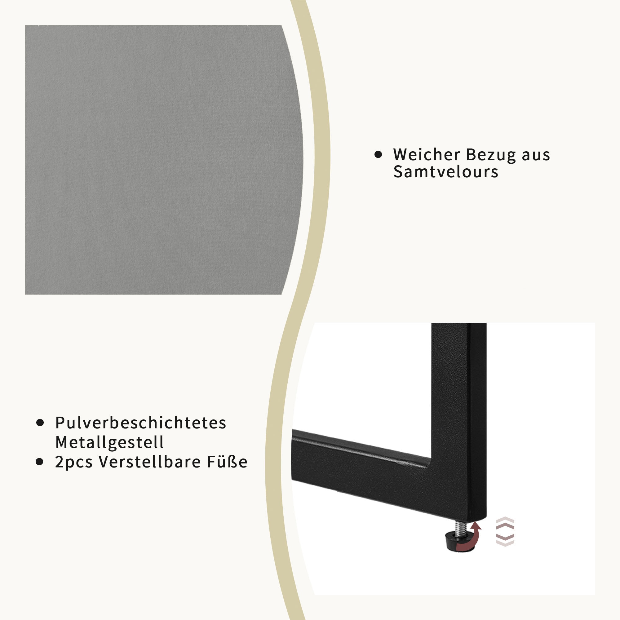 INOSIGN Esszimmerstuhl »Vendy« (Set) 2 Stk.mit verstellbaren Füßen und robustem, pulverbeschichtetem Gestell.