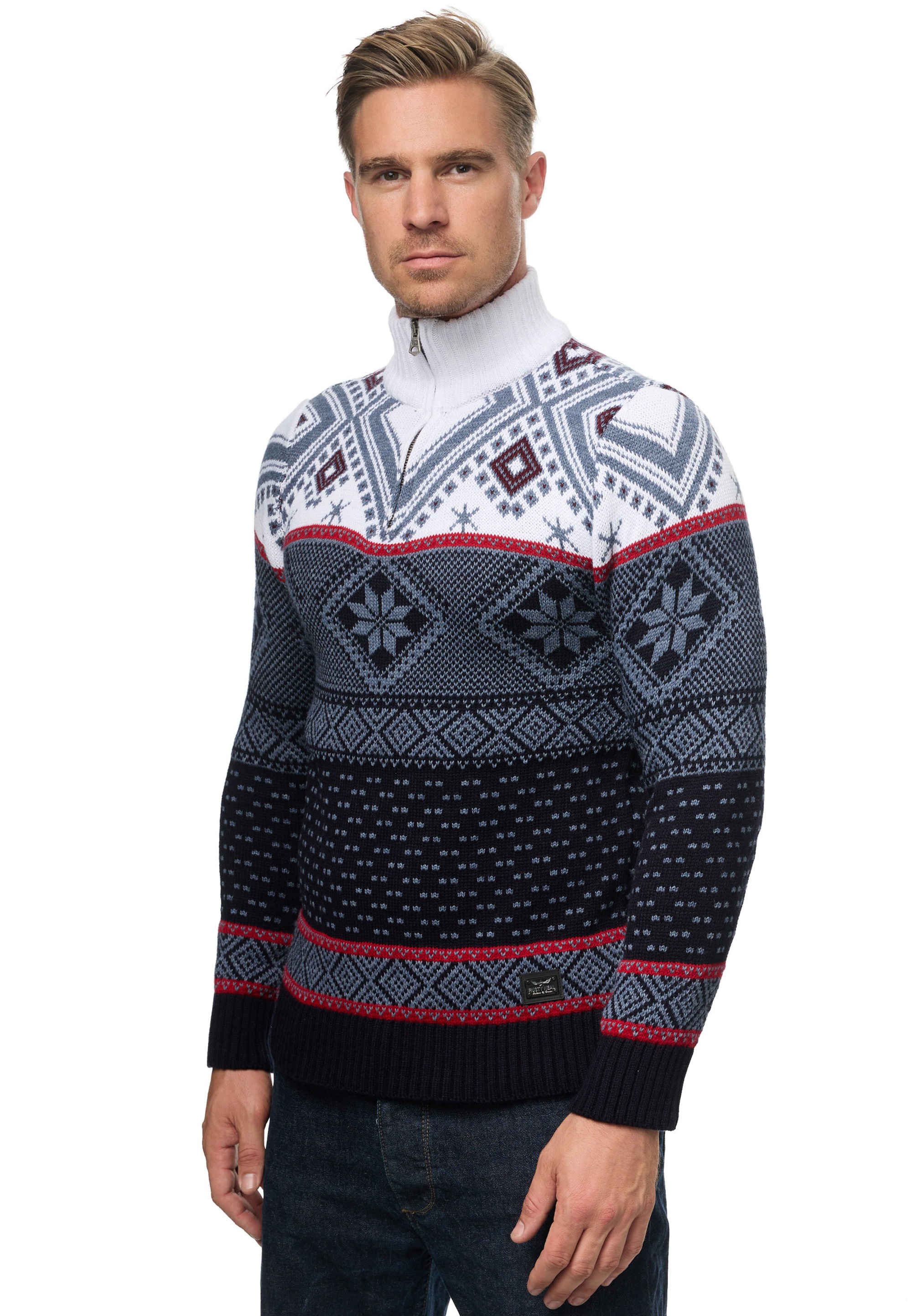 Rusty Neal Strickpullover, mit winterlichem Muster