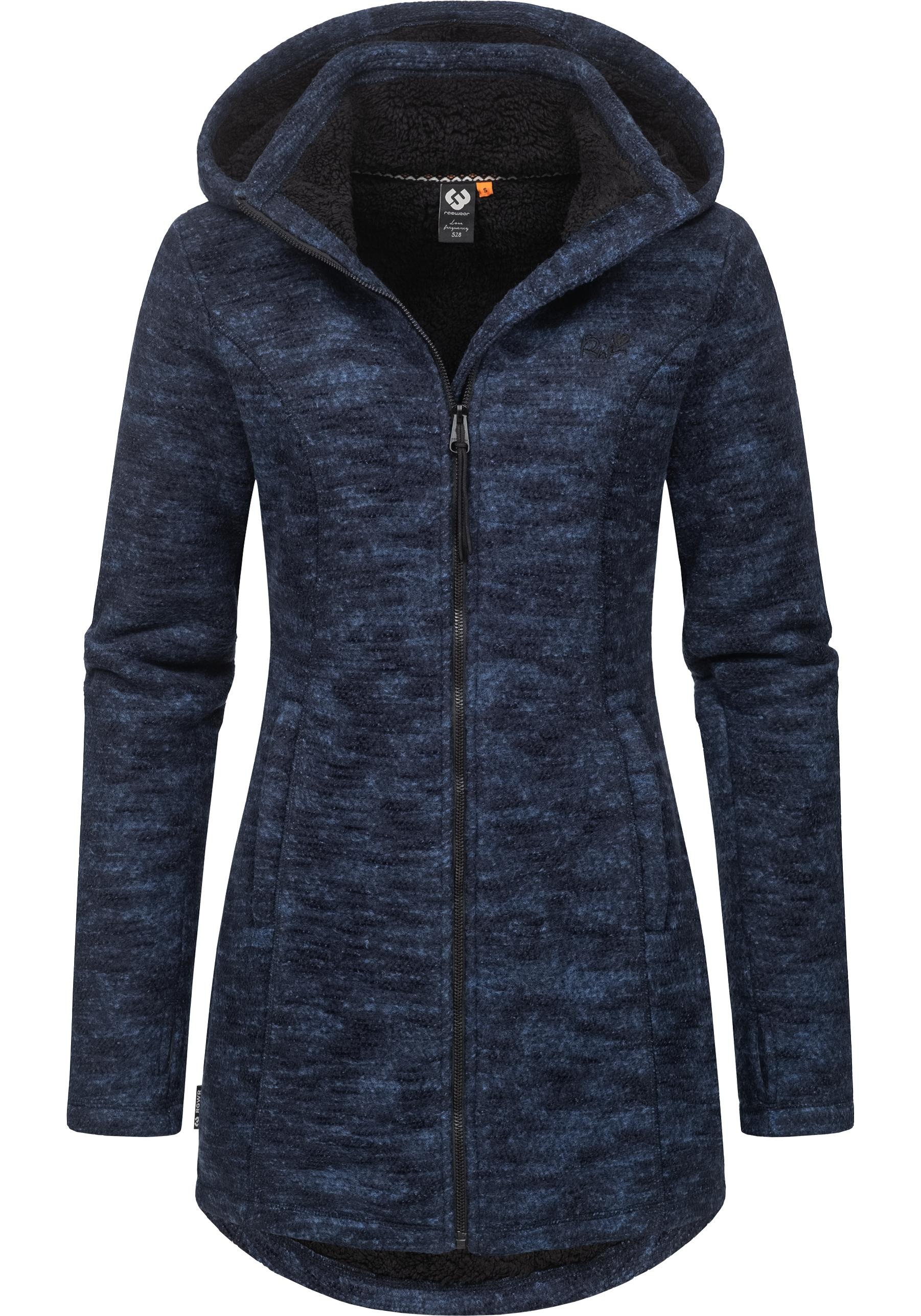 Ragwear Longstrickjacke "Leysha Melange", Sportliche Kapuzenjacke in melierter Strick-Optik