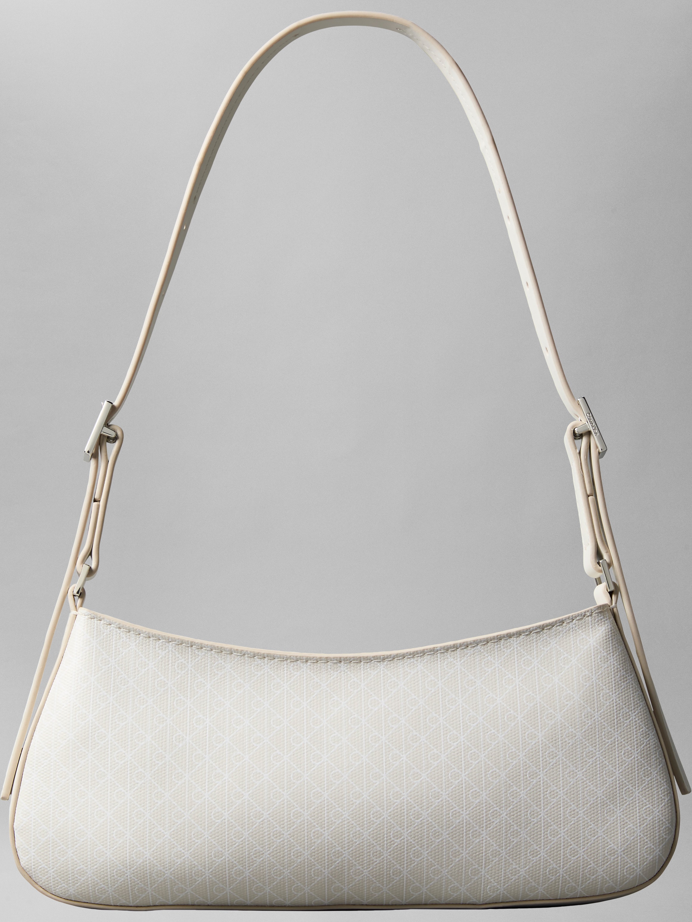 CALVIN KLEIN Damen Schultertasche "EMBLEM AOP SMALL SHOULDER BAG"creme, Lederimitat, Textil, bedruckt, Taschen, Damen Umhängetasche, Tragetasche