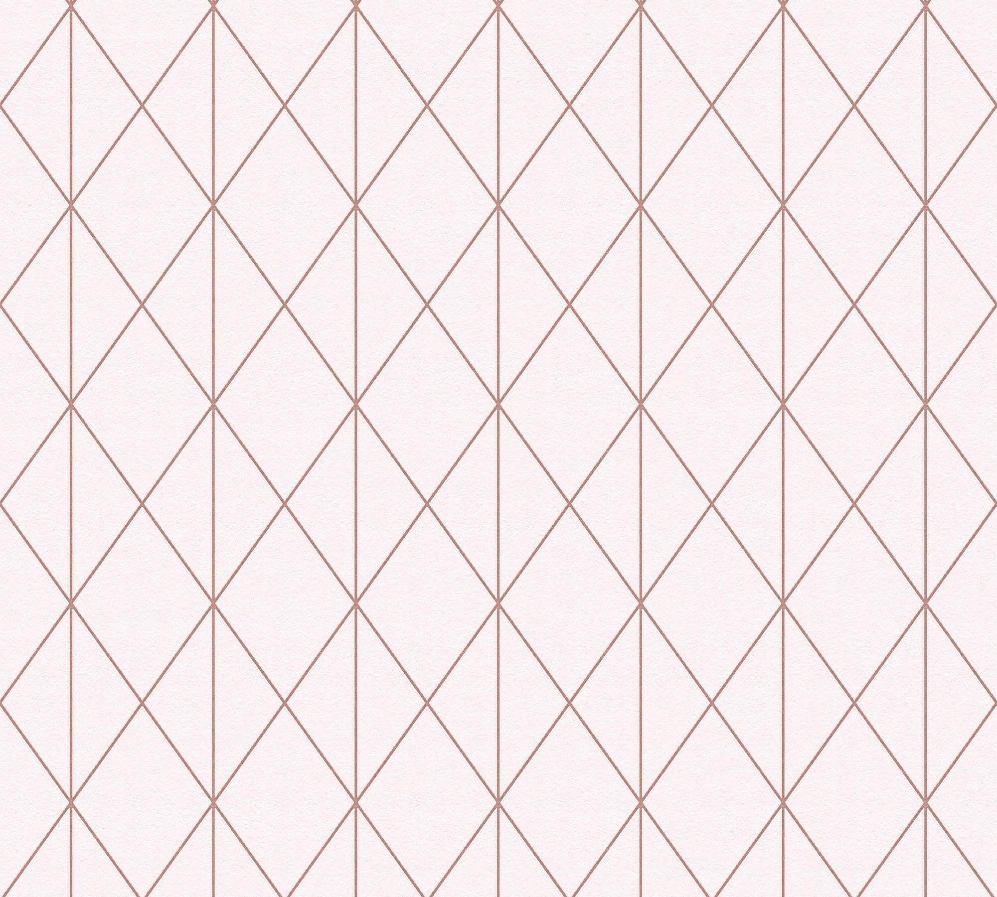 LIVING WALLS Vliestapete "geometrische Tapete", B/L: 0,53mm x 10,05mm, weiß, Tapeten, Modern Tapete Geometrisch Metallic