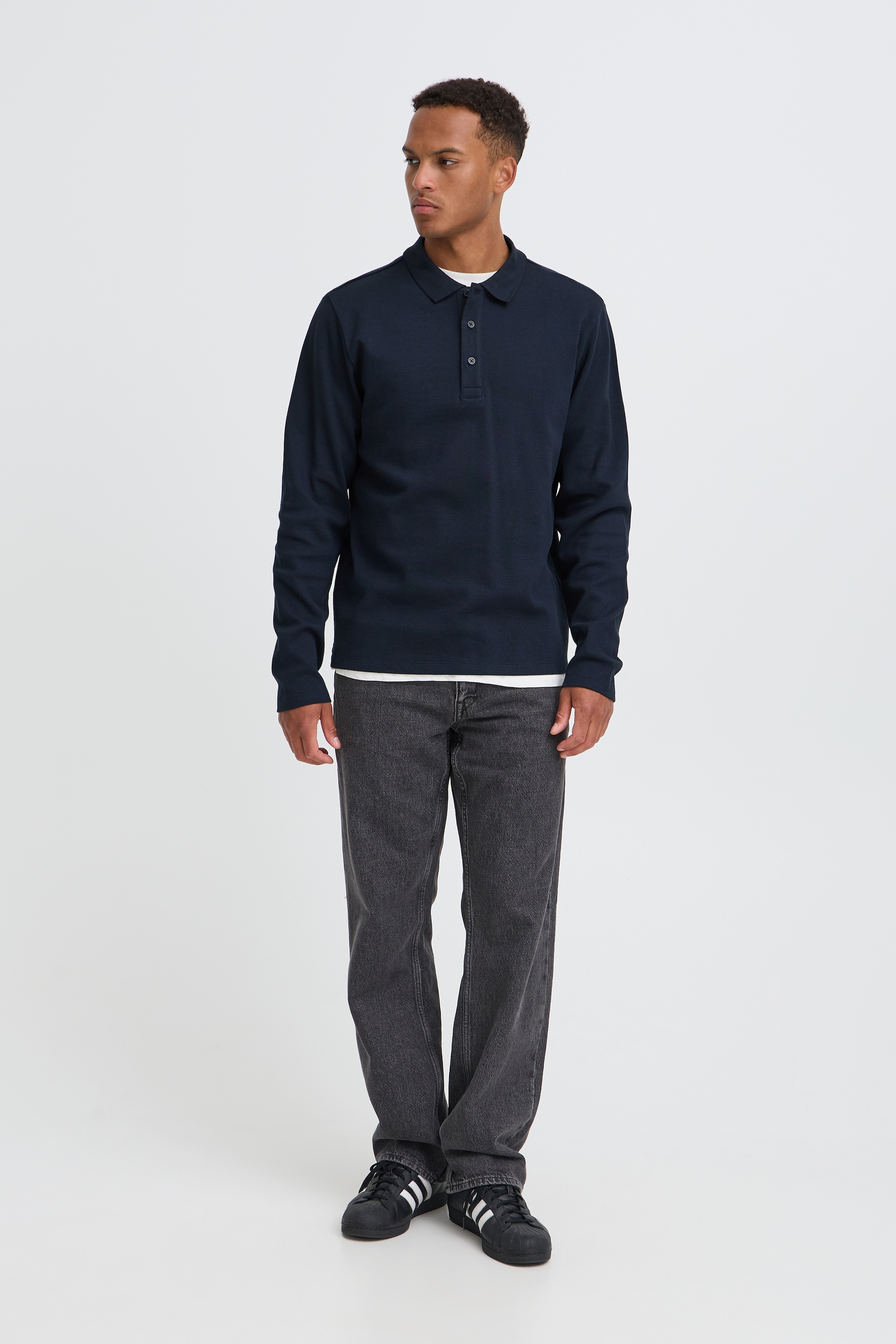 Blend Langarm-Poloshirt »BHLEWIS L/S STRUCTURE TEE« Baumwollmischung, regular fit