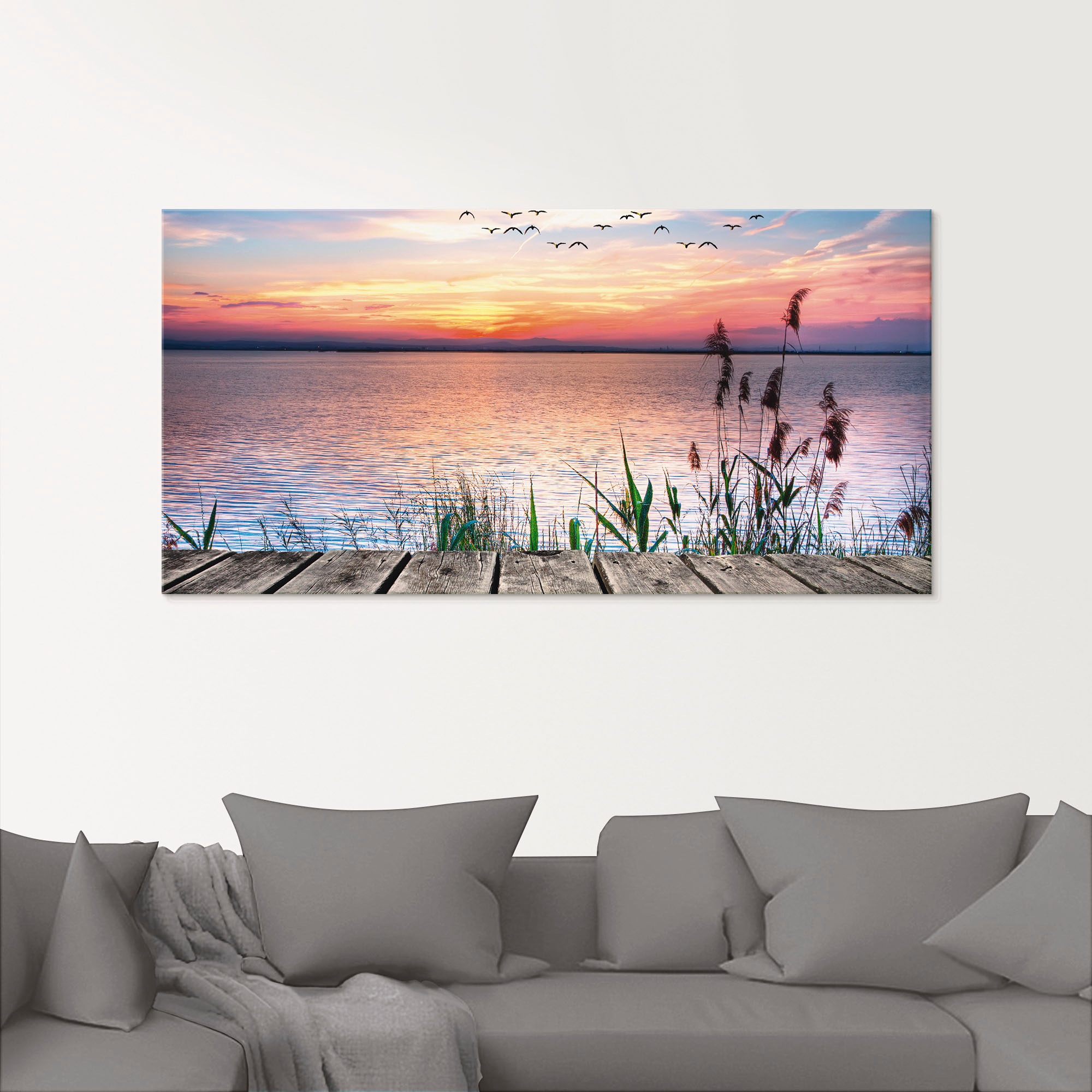 Artland Glasbild "Der See in den Farben der Wolken" Gewässer 1 Stk. tlg. in günstig online kaufen