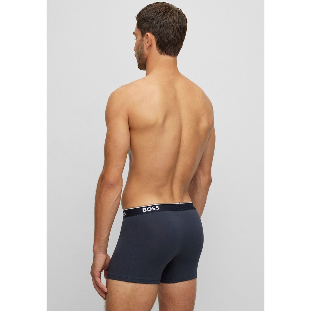 BOSS Langer Boxer »Boxer Brief 3P«, (Packung, 3er-Pack), mit farblich passendem Webbund