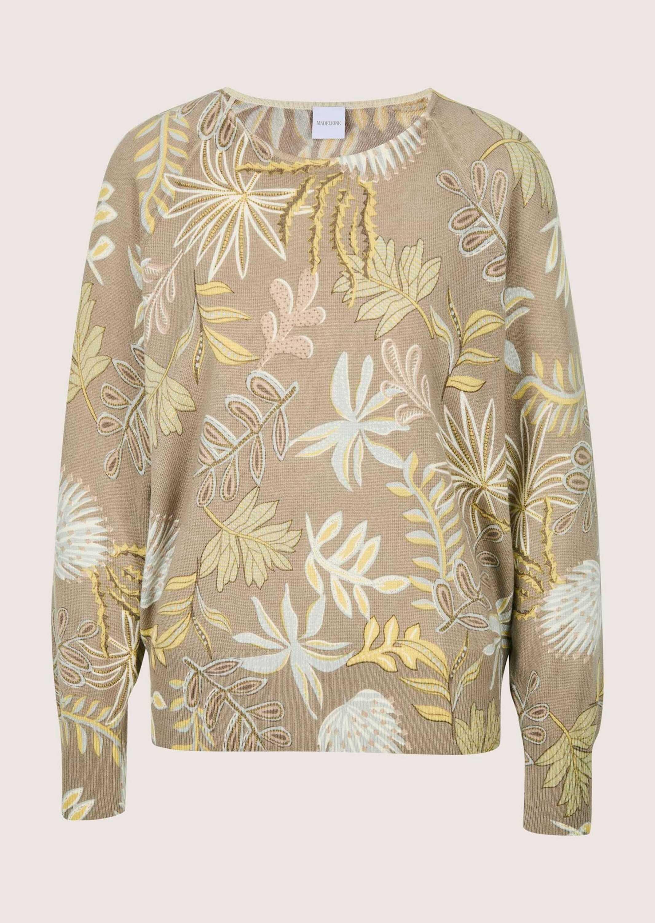 MADELEINE Longpullover "Kaschmirpullover Sommerpullover mit Blättermuster" günstig online kaufen