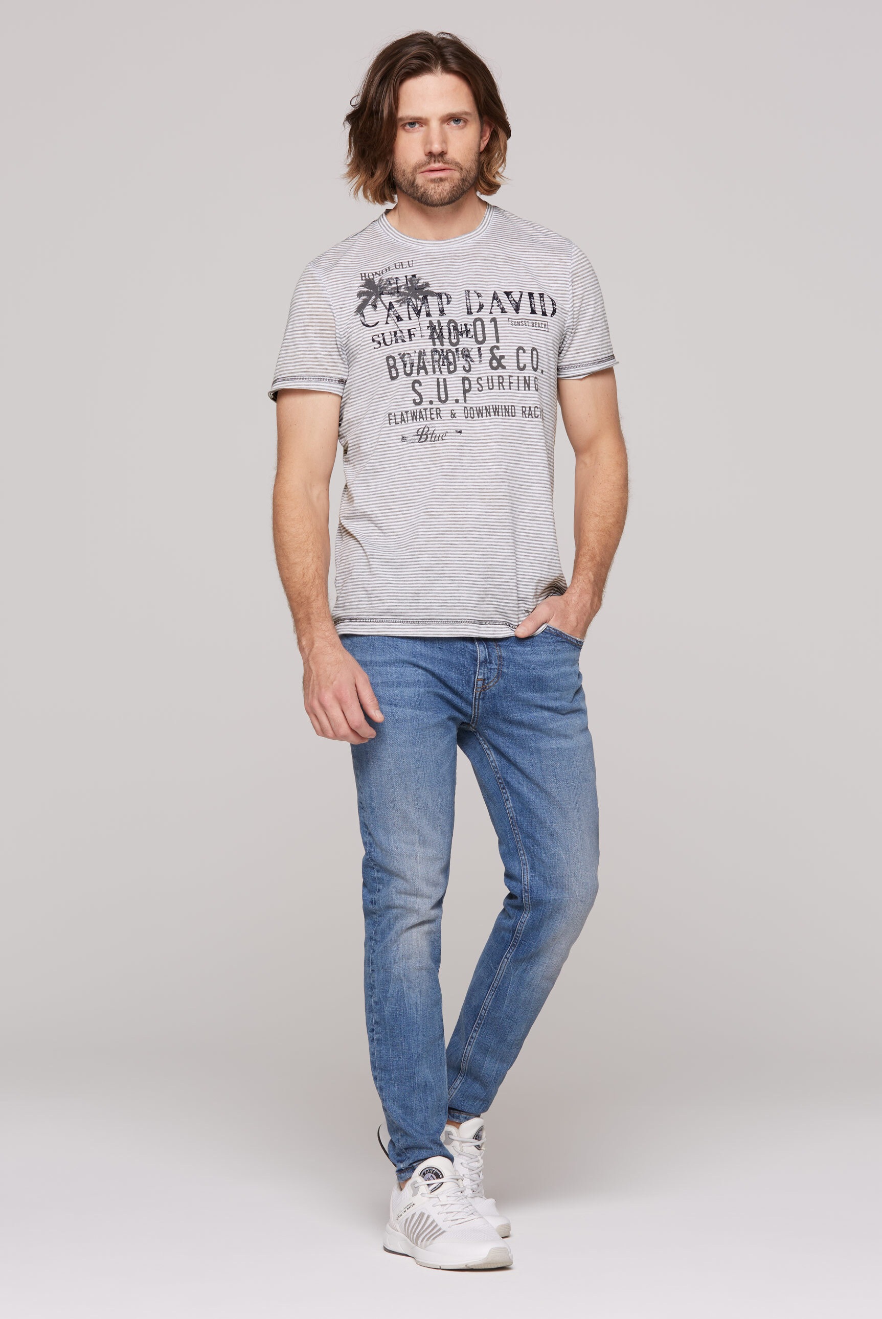 Thumbnail - CAMP DAVID Rundhalsshirt, mit Ausbrenner-Effekten
