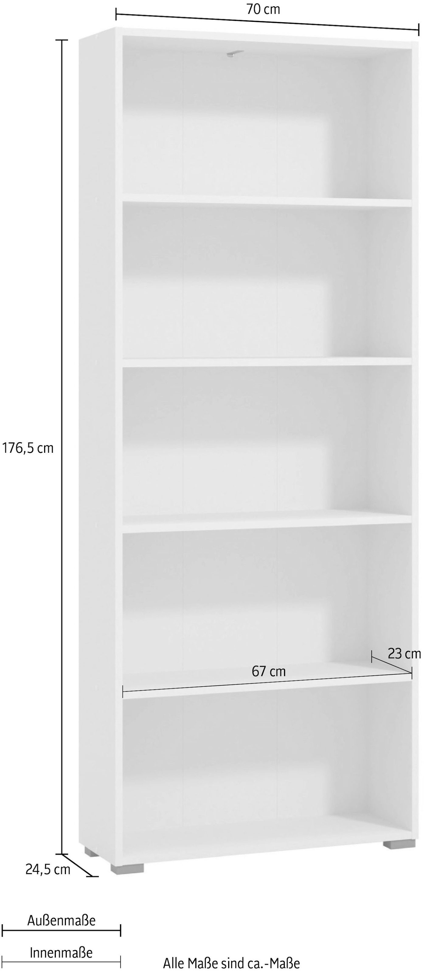 INOSIGN Aktenregal »Tomar 5«, Bücherregal mit viel Stauraum, Maße (B/T/H): 70/24,5/176,5 cm