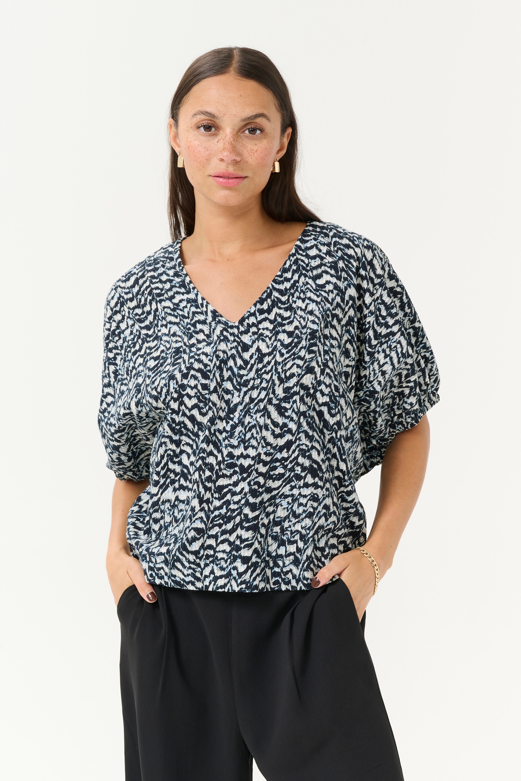 KAFFE Kurzarmbluse »Damen Bluse kurzarm KAruffalo«