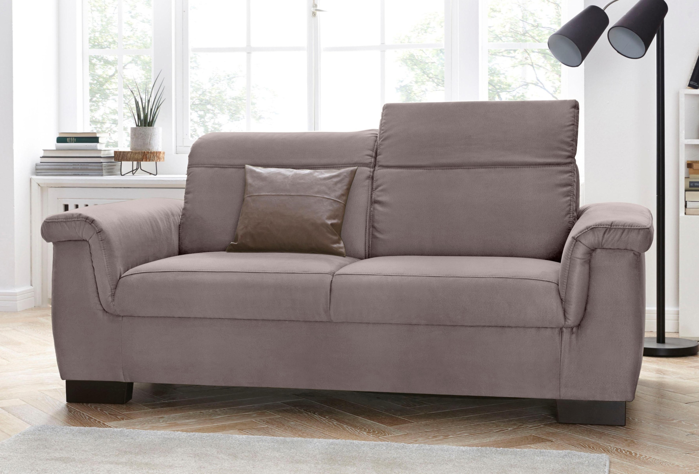 DOMO collection 2-Sitzer "Sully bequem, Breite 193cm, elegant und zeitlos, Fuß 7cm hoch" wahlweise mit Rückenverstellung