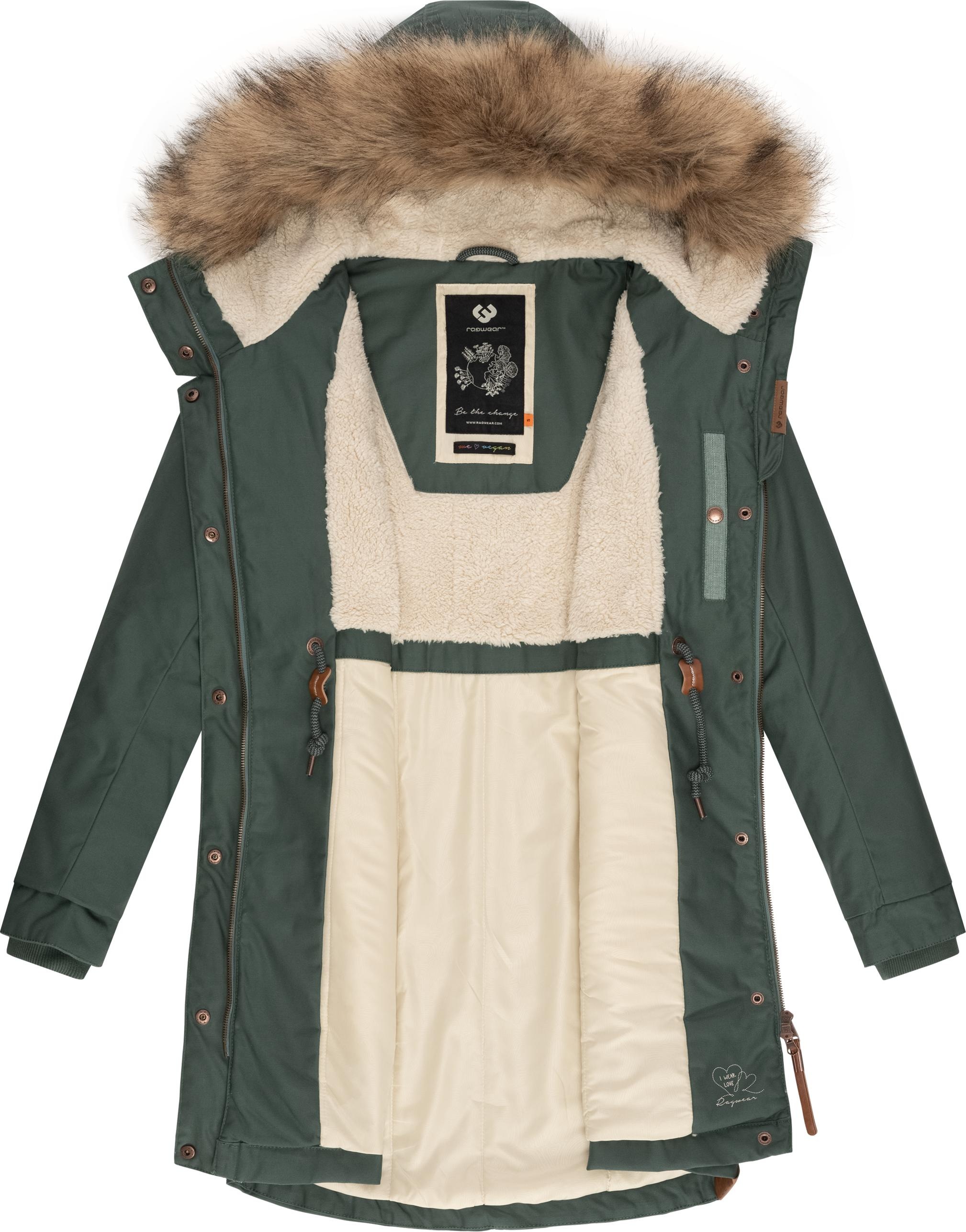 Ragwear Winterparka Kapuze online »Tawny«, kaufen | BAUR und mit Kapuze, Kunstfellkragen mit stylischer großer Winterjacke