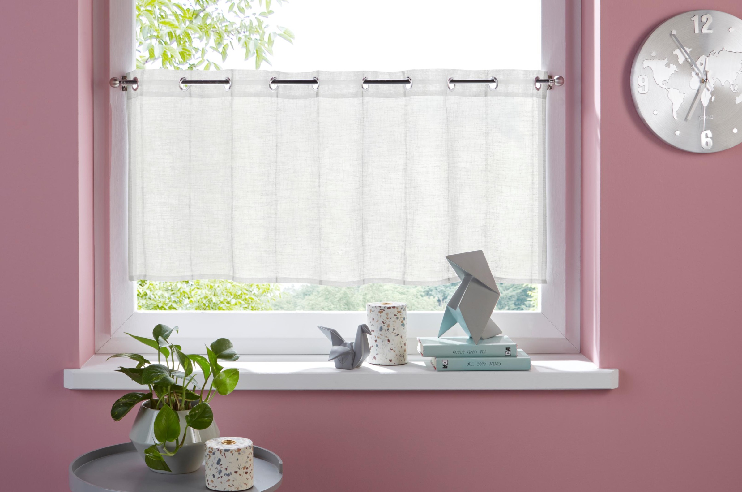 my home Scheibengardine "Clea" Ösen 1 Stk. tlg. Polyester, mit Längsstreife günstig online kaufen