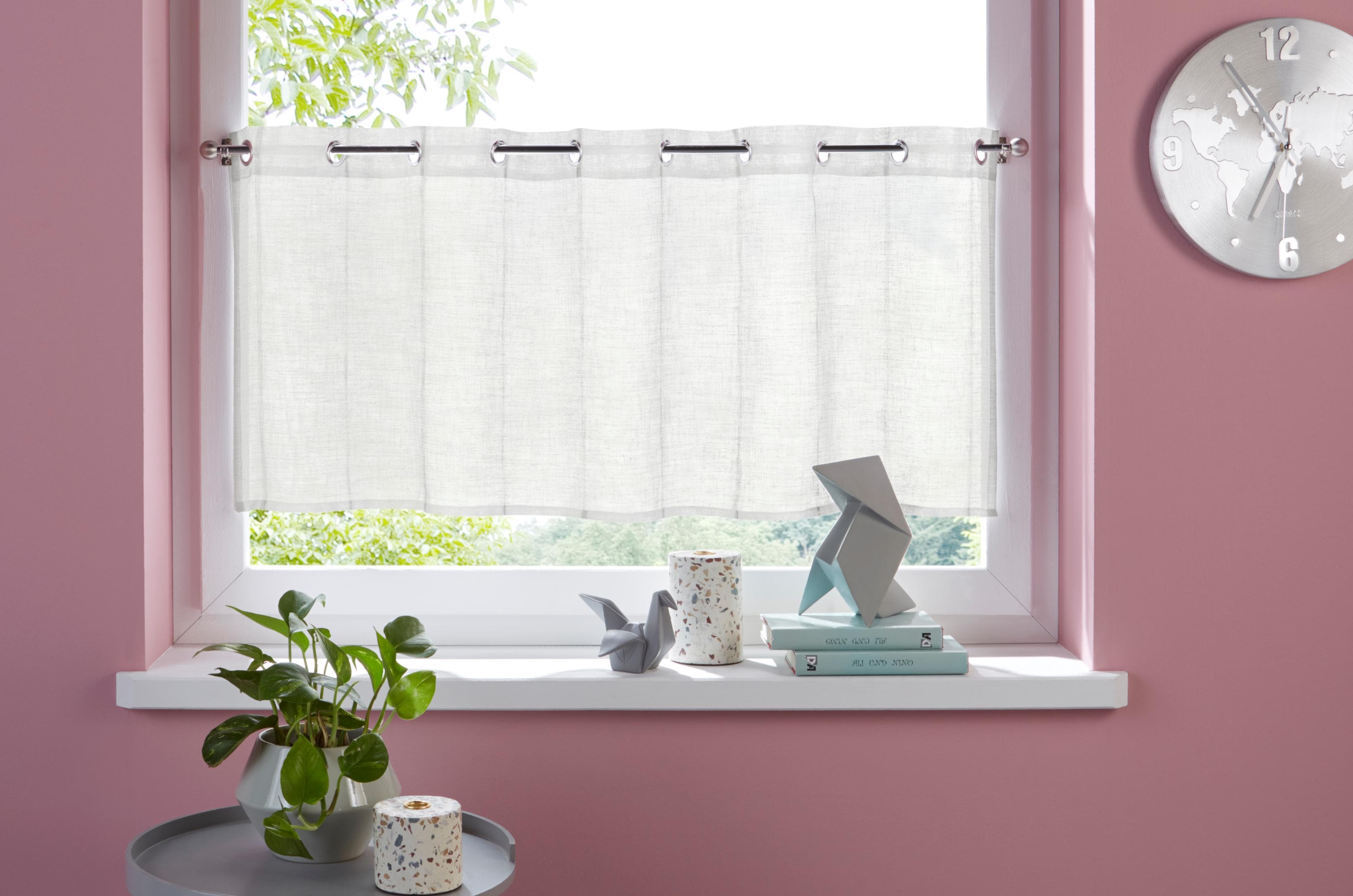 OTTO home Scheibengardine "Clea" Ösen 1 Stk. tlg. Polyester, mit braunen Längsstreifen in grober Struktur
