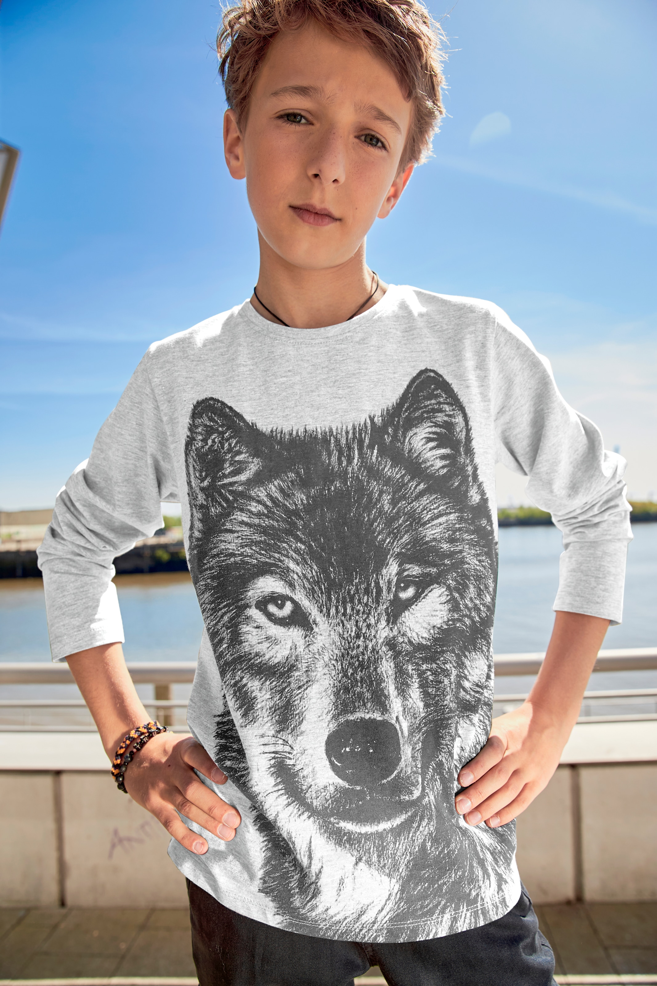 KIDSWORLD Langarmshirt »Wolf« | BAUR | Kapuzenshirts