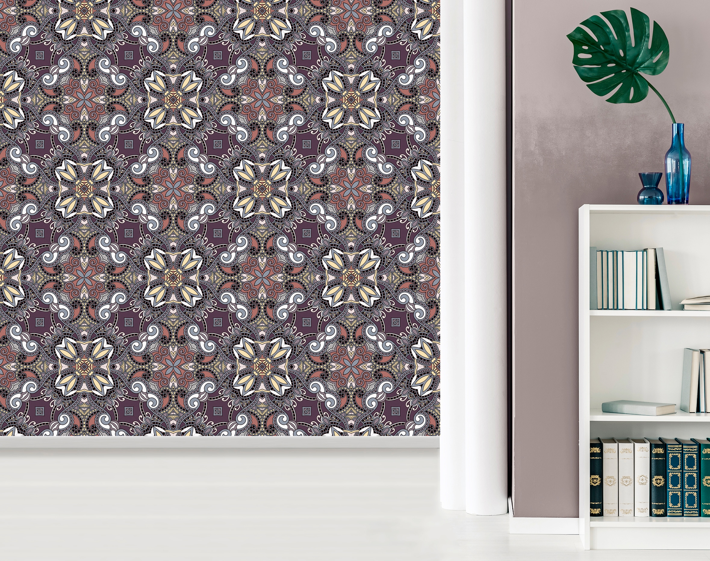 queence Vinyltapete »Darian«, bedruckt-Barock-Antikoptik-Kunst, 90x250cm, selbstklebend, kinderleichte Anbringung, Sticker