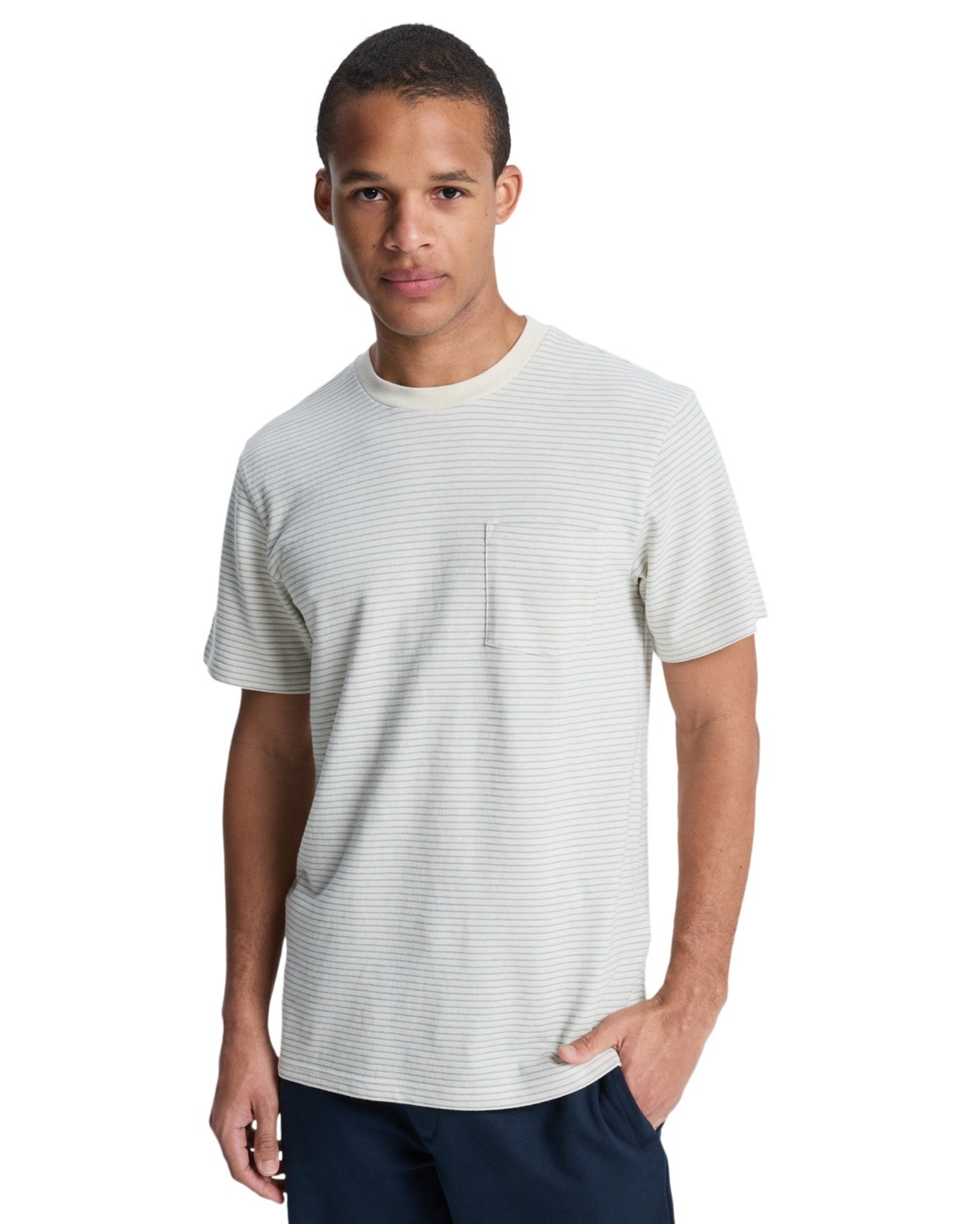 Quiksilver T-shirt à Manches Courtes Lopaz Striped Snow White Lopaz Stripes L Homme