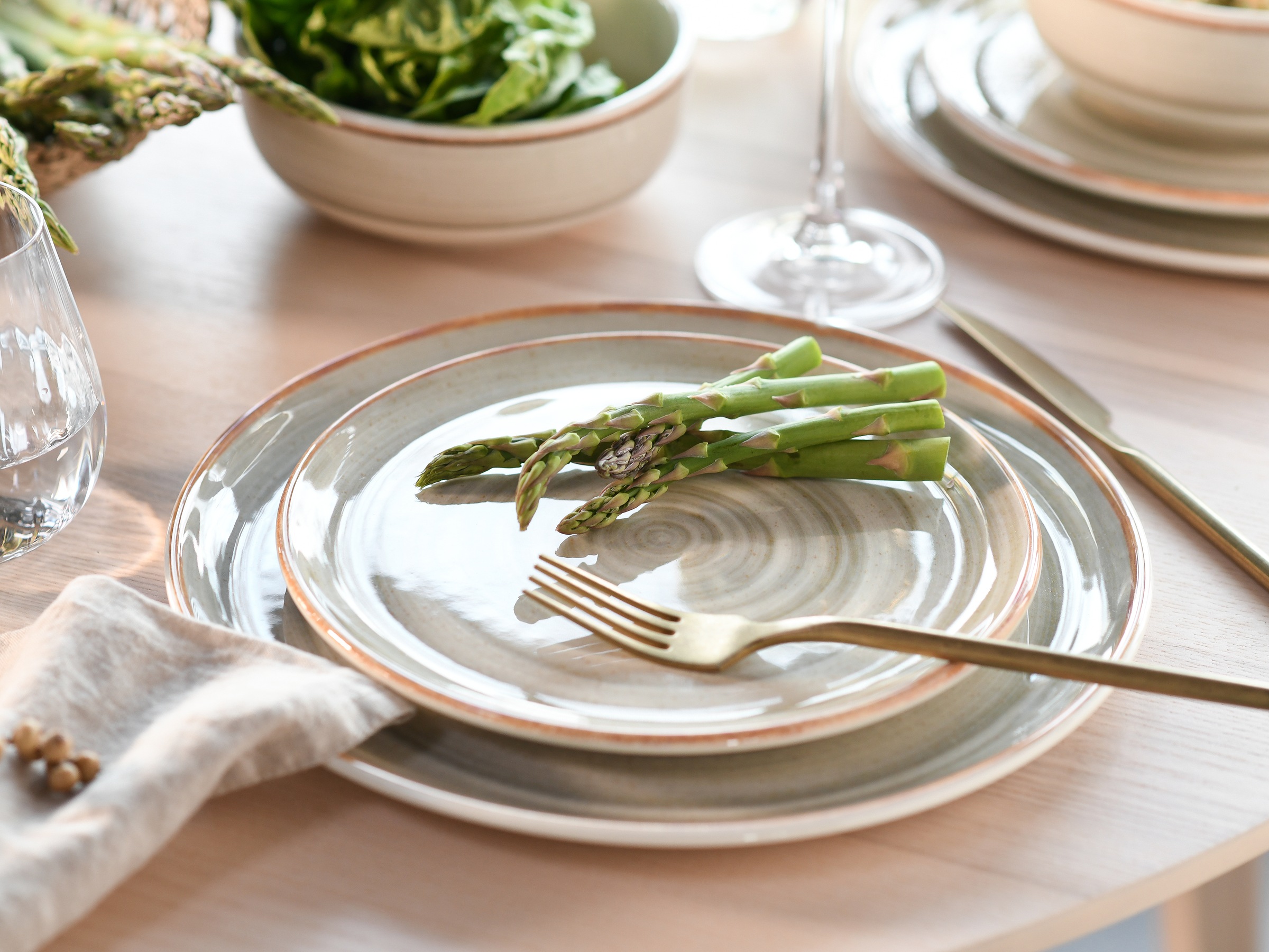 CreaTable Teller-Set »Caoba, Geschirr-Set, 12-tlg.« Robustes Steingut, skandinavische Schlichtheit