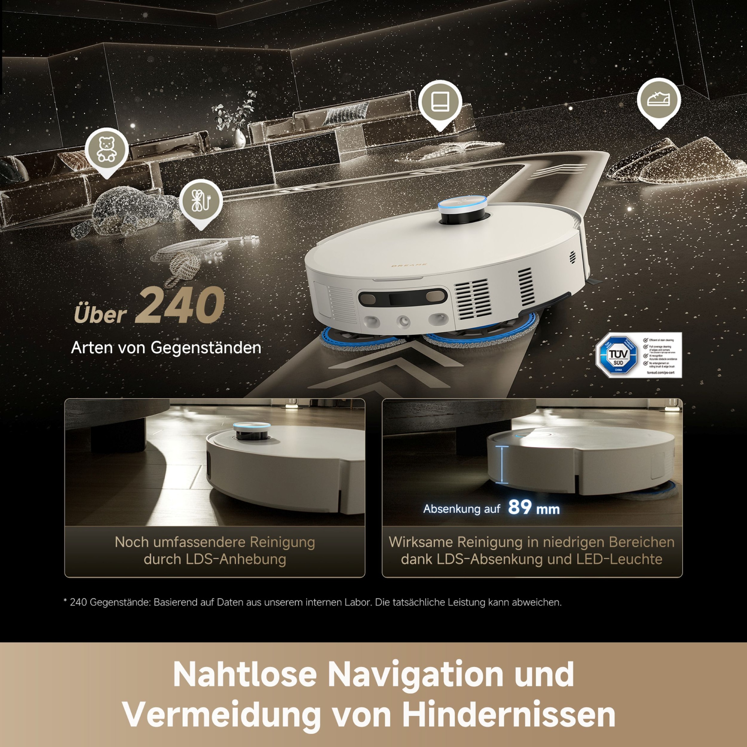 Dreame Saugroboter »mit Wischfunktion Matrix 10 Ultra White« Mop-Wechsel, drei Reinigungsmittel, überwindet Hindernisse, 30.000 Pa